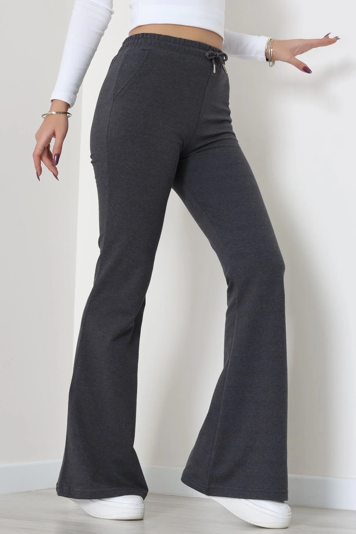 2 İplik İspanyol Paça Eşofman Altı Füme - 52118.1857.