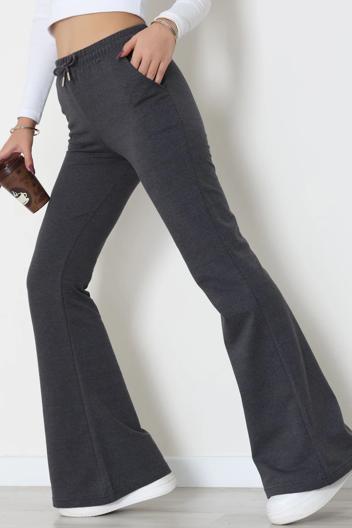 2 İplik İspanyol Paça Eşofman Altı Füme - 52118.1857.