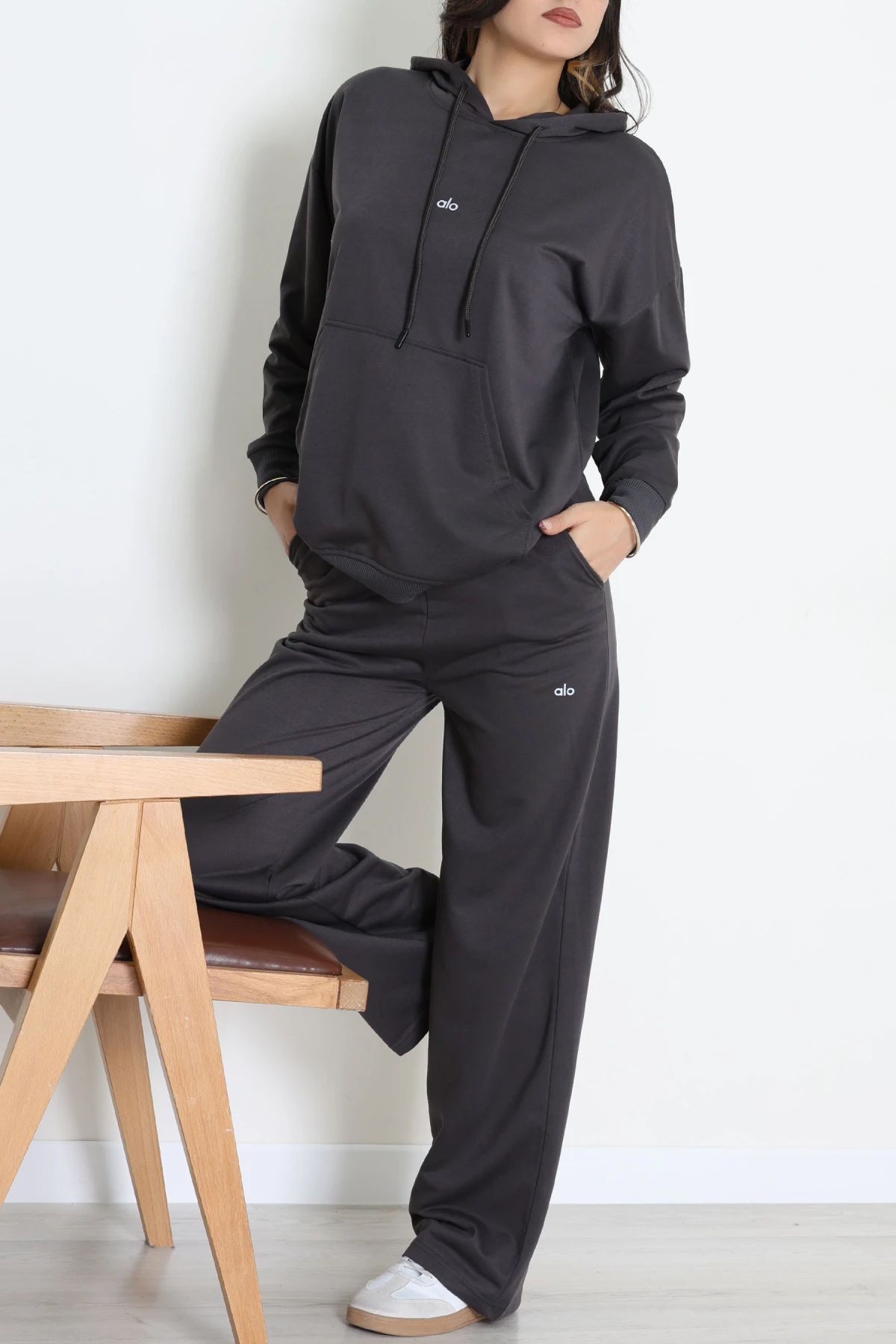 2 İplik Baskılı Eşofman Takımı Füme - 52119.1878.