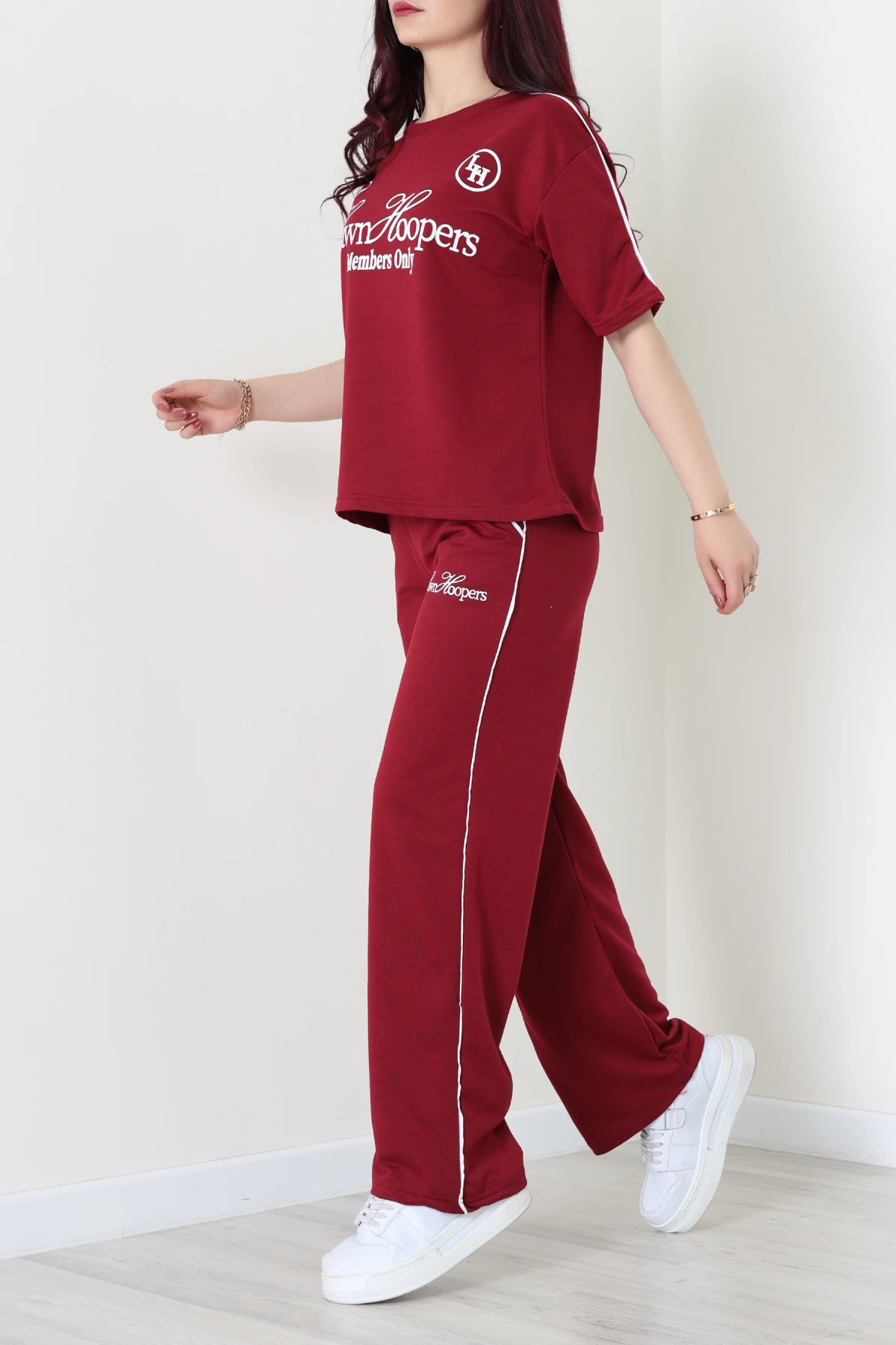 2 İplik Biyeli Baskılı Eşofman Takımı Bordo - 52265.1005.