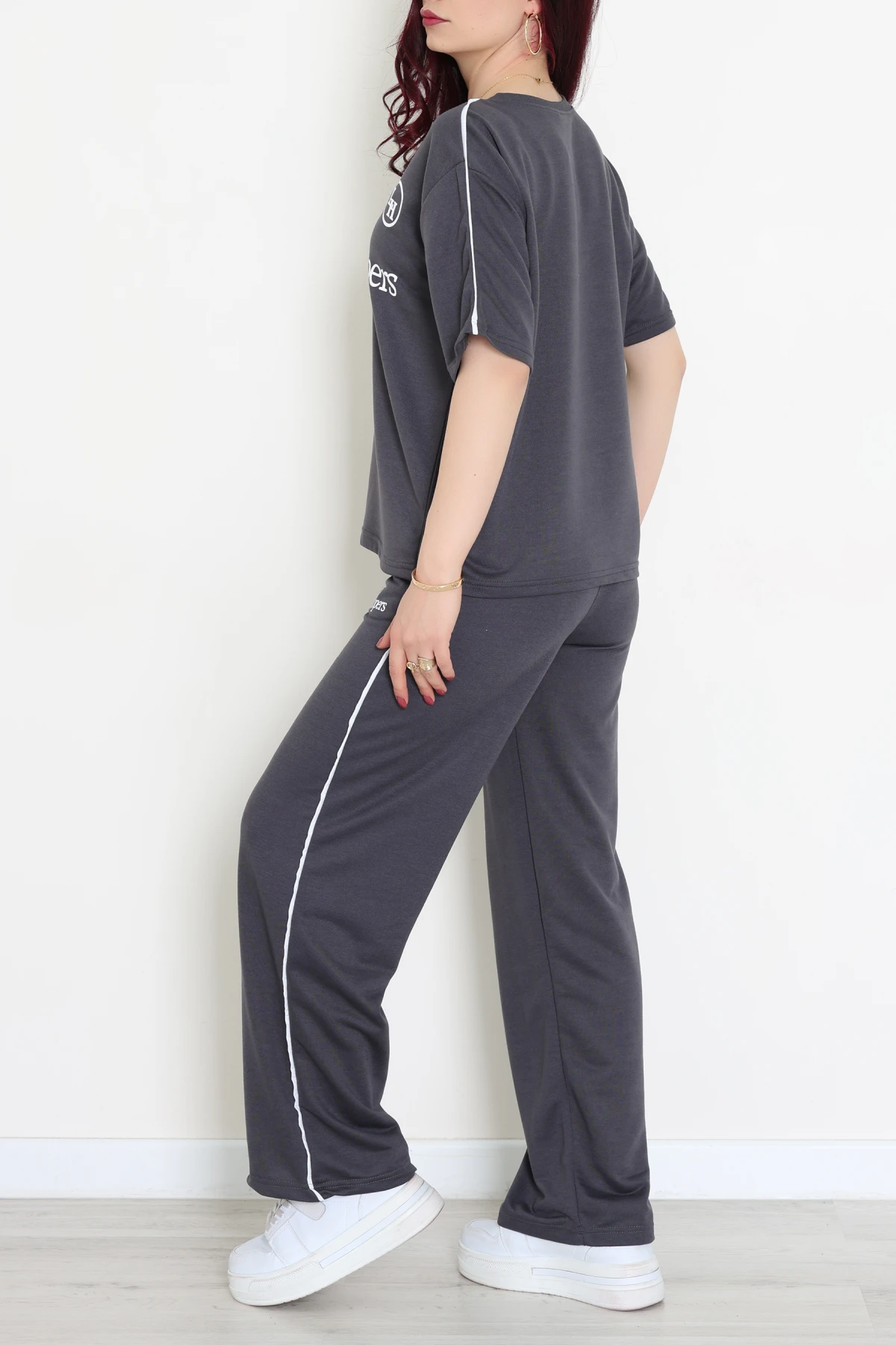 2 İplik Biyeli Baskılı Eşofman Takımı Antrasit - 52265.1005.