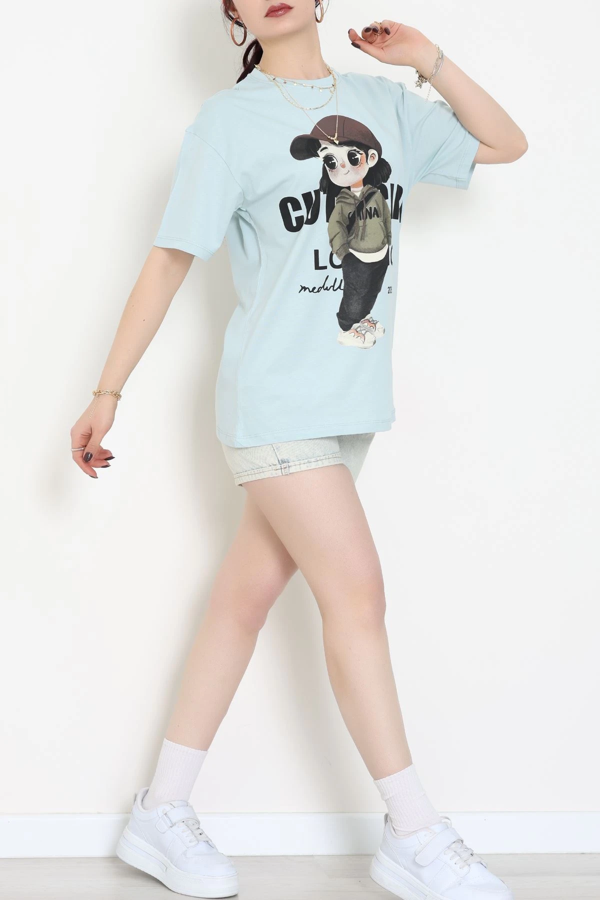 Baskılı Kompakt Penye Tişört Mintkahve - 55044.1872.