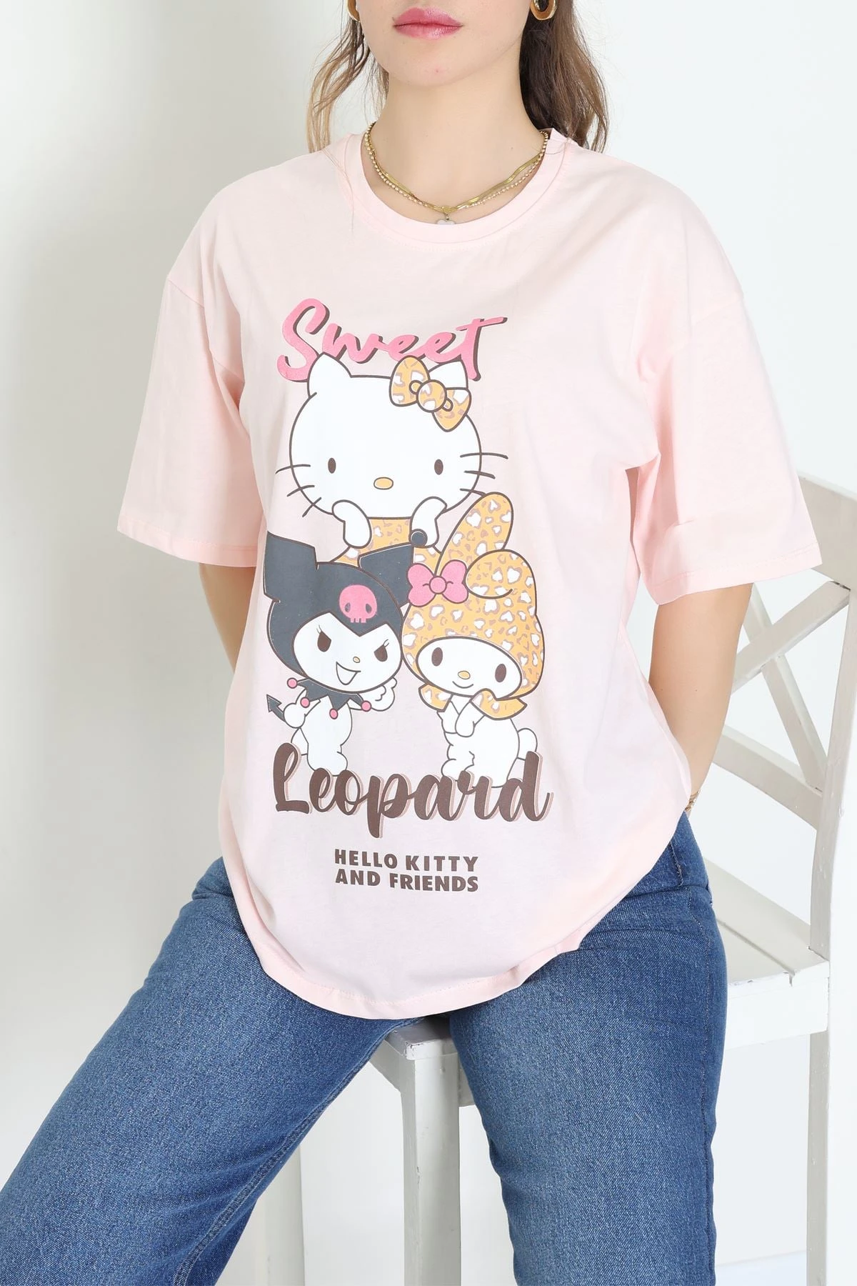 Baskılı Kompakt Penye Tişört Pembesarı - 55044.1872.