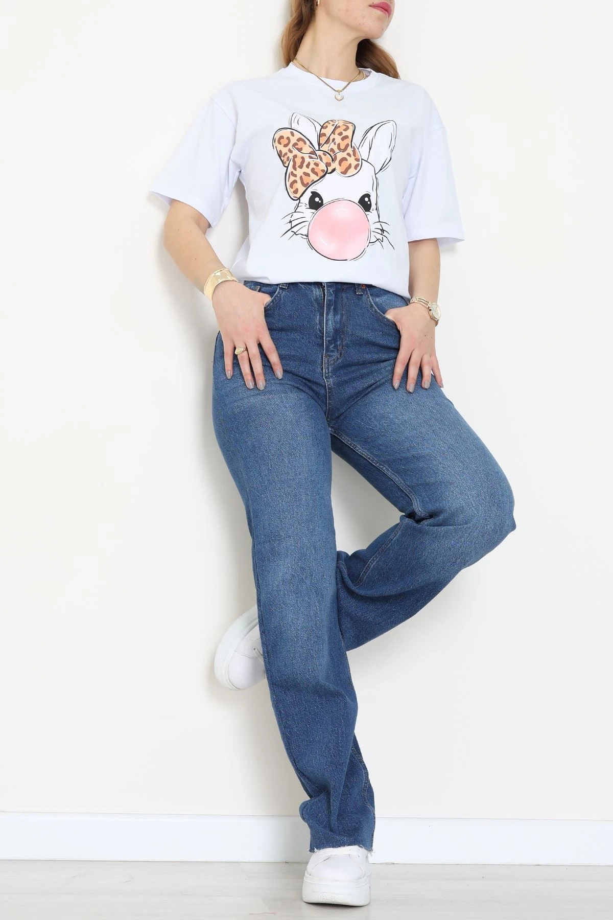 Baskılı Kompakt Penye Tişört Mavileo - 55044.1872.