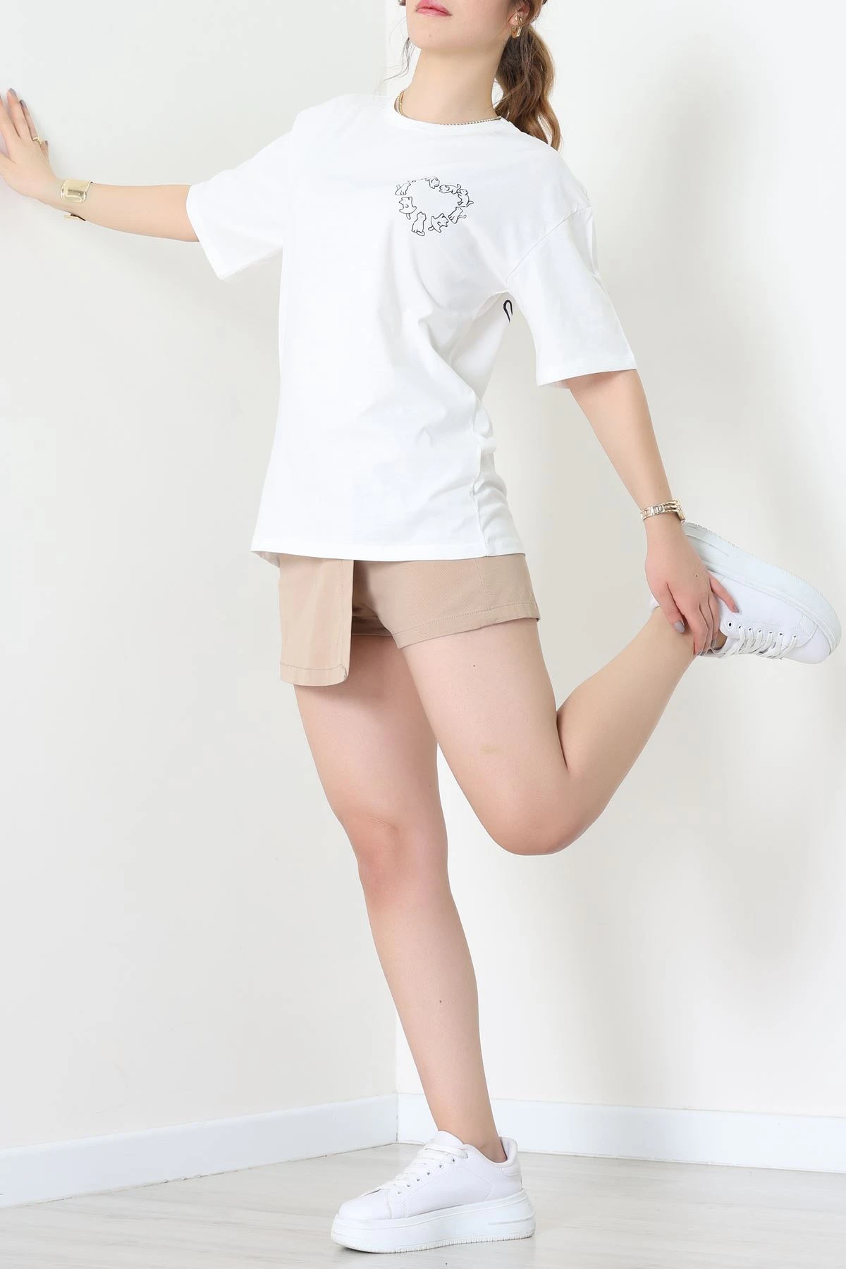 Baskılı Kompakt Penye Tişört Beyazlaci - 55044.1872.