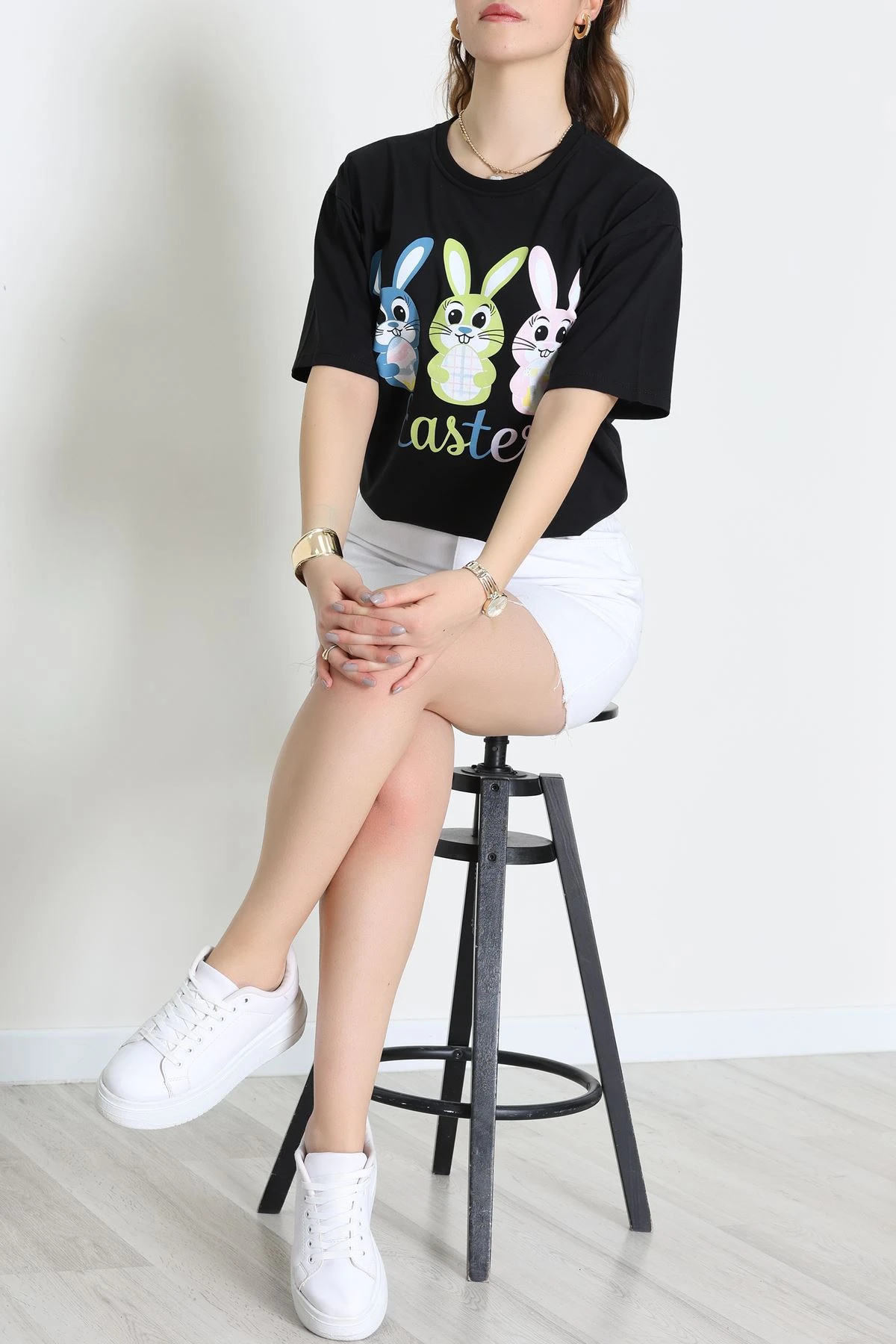 Baskılı Kompakt Penye Tişört Siyahyeşil - 55044.1872.