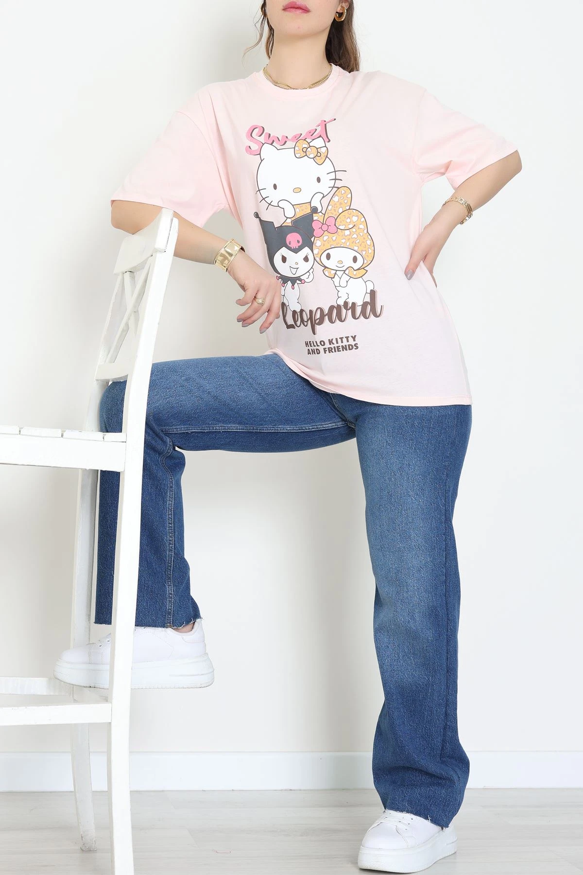 Baskılı Kompakt Penye Tişört Pembesarı - 55044.1872.