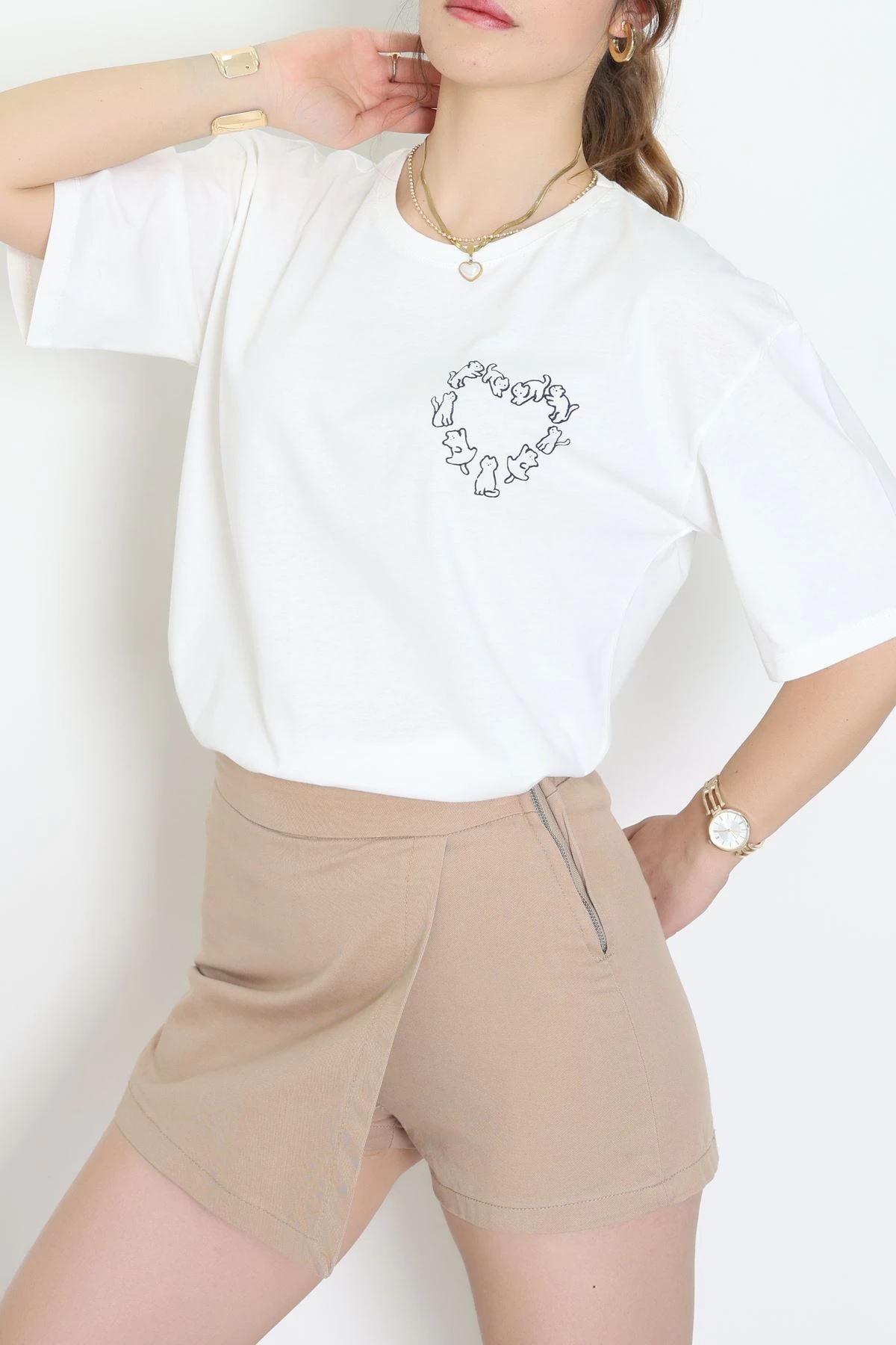 Baskılı Kompakt Penye Tişört Beyazlaci - 55044.1872.