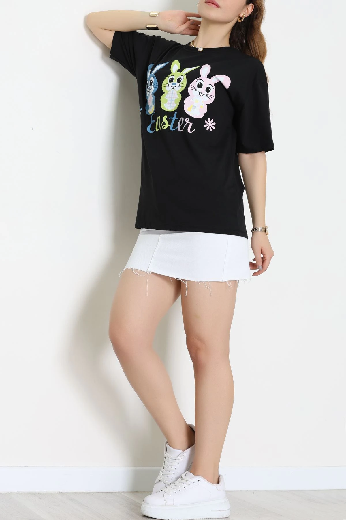 Baskılı Kompakt Penye Tişört Siyahyeşil - 55044.1872.