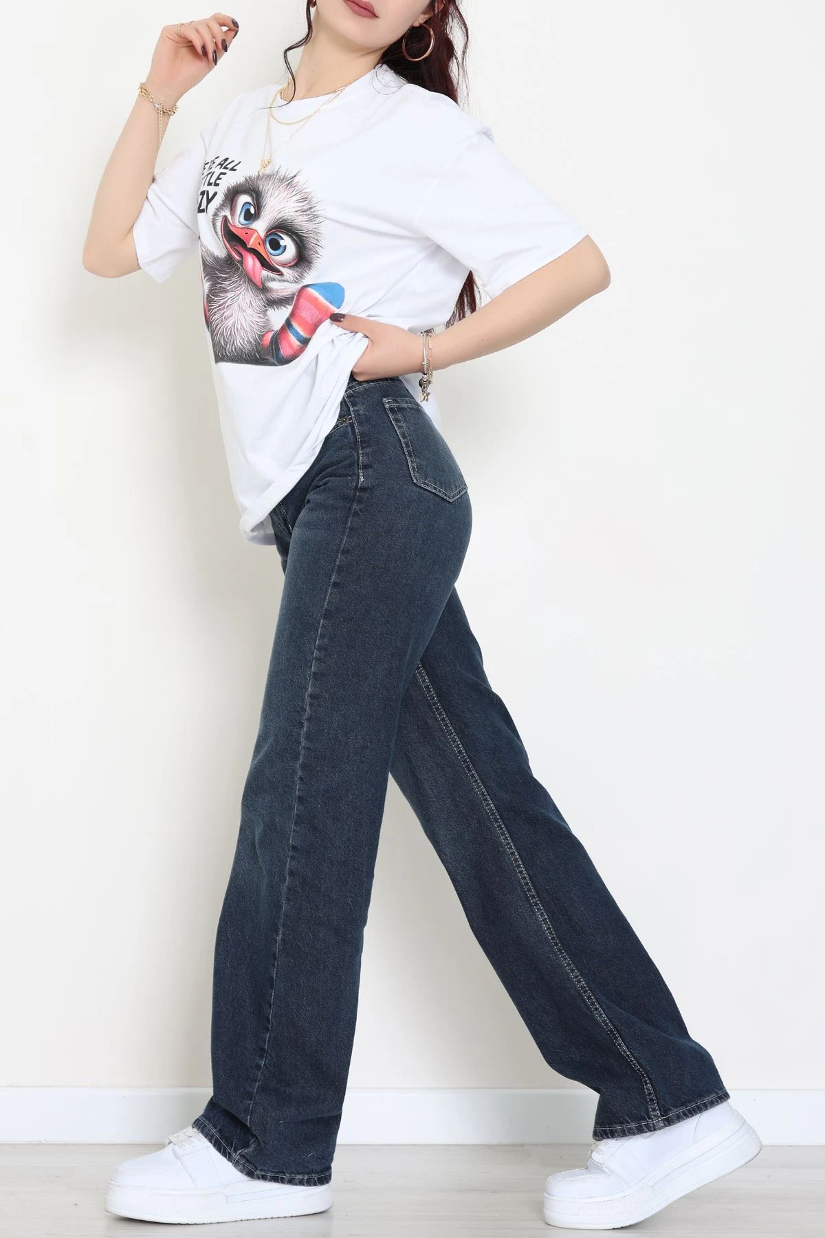 Baskılı Kompakt Penye Tişört Beyazgri - 55044.1872.