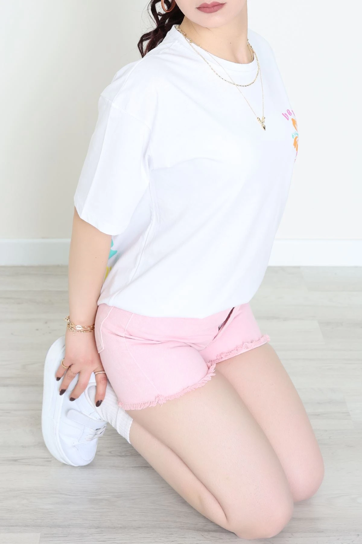 Baskılı Kompakt Penye Tişört Beyazmint - 55044.1872.