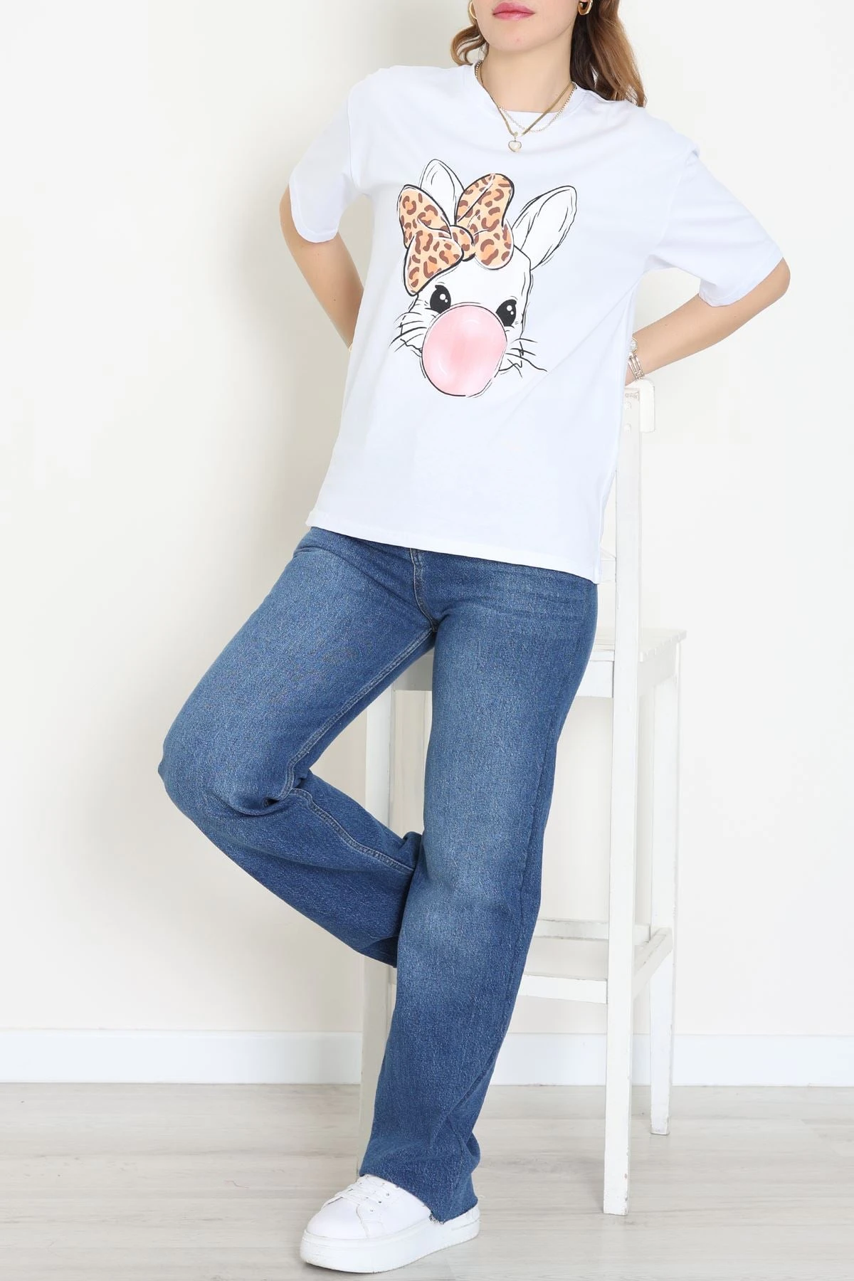 Baskılı Kompakt Penye Tişört Mavileo - 55044.1872.