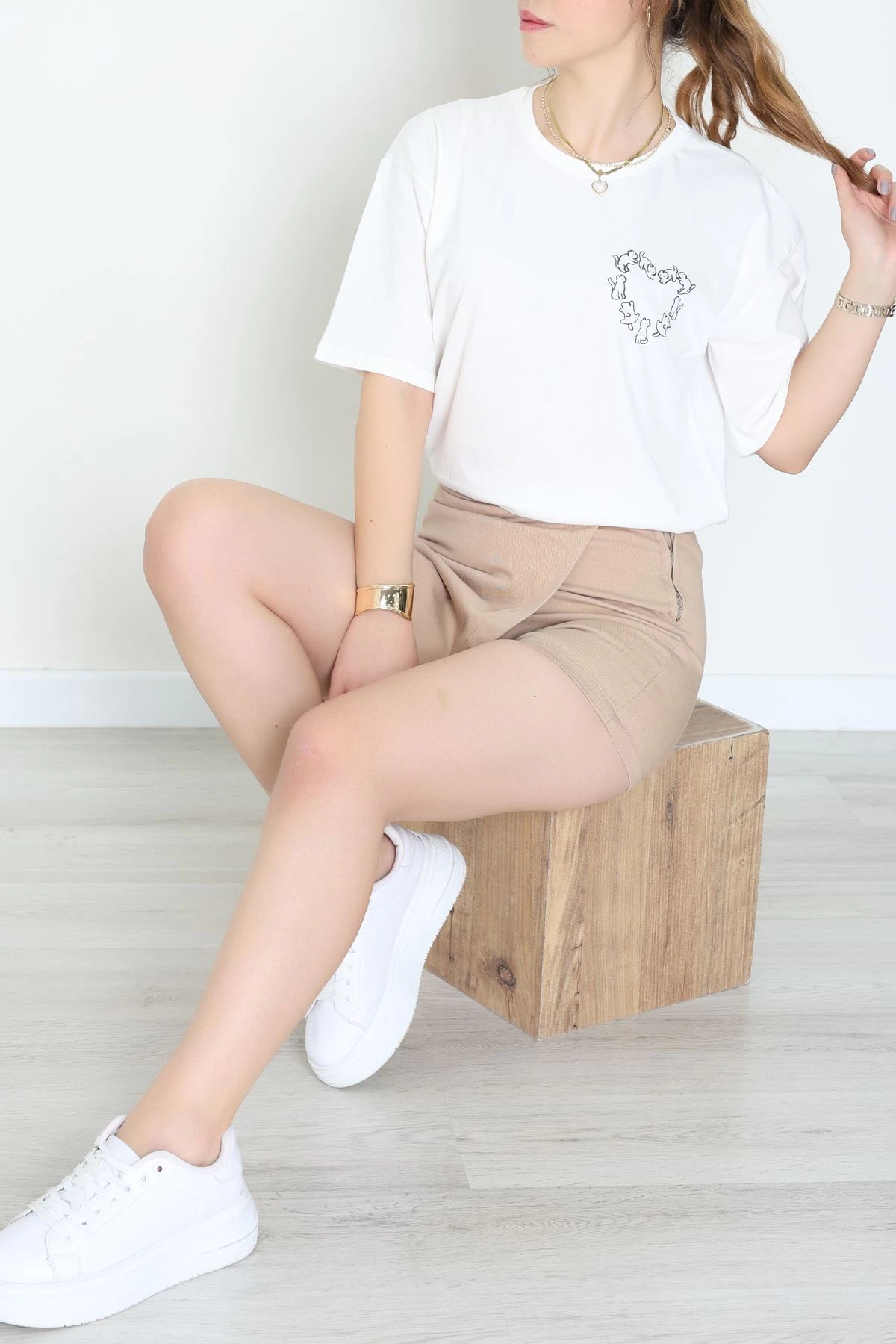 Baskılı Kompakt Penye Tişört Beyazlaci - 55044.1872.