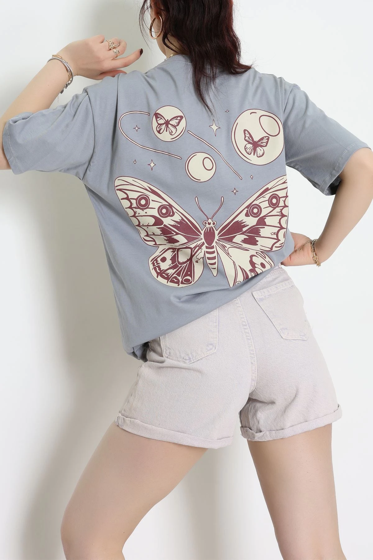 Baskılı Kompakt Penye Tişört Grikrem1 - 55044.1872.