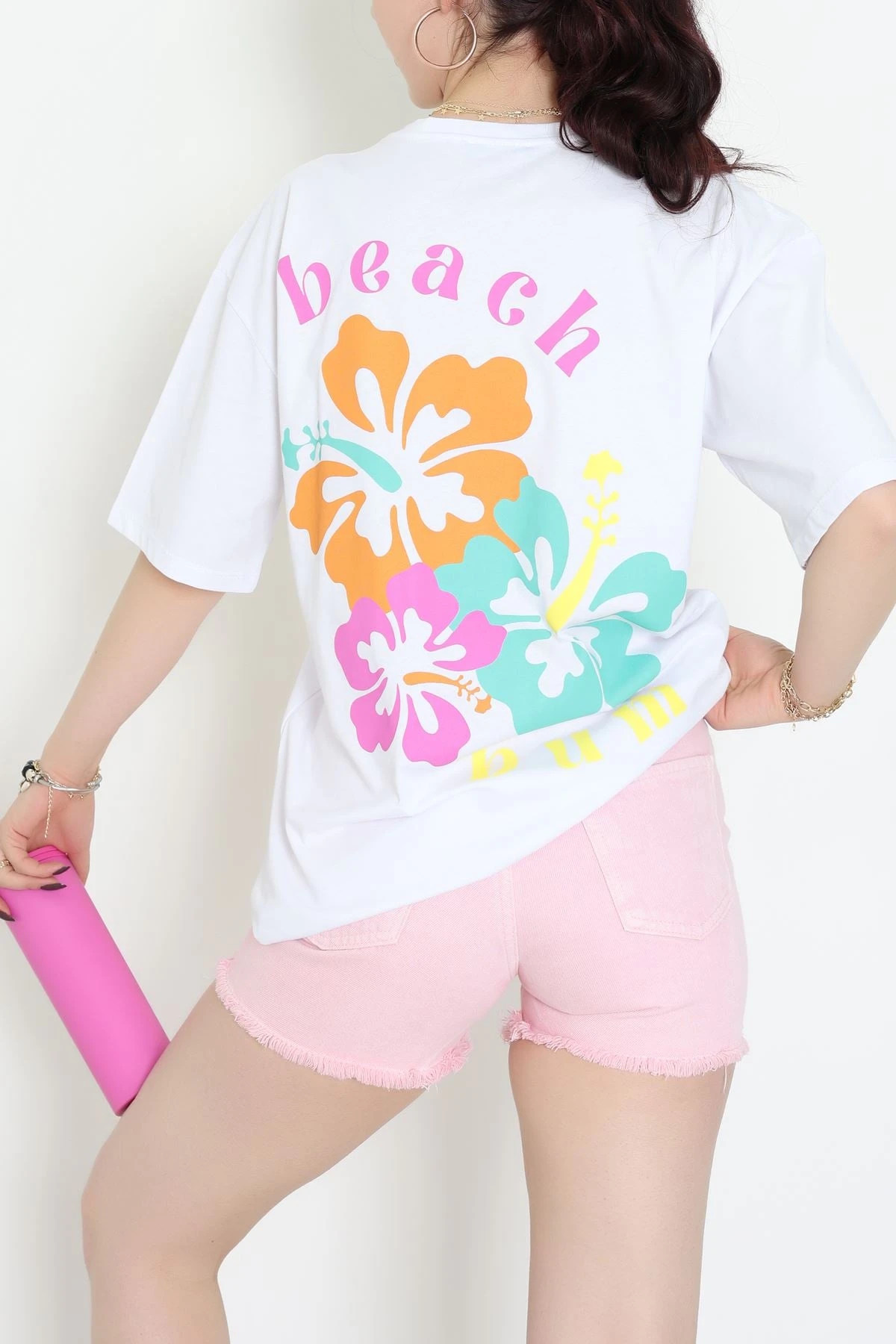 Baskılı Kompakt Penye Tişört Beyazmint - 55044.1872.