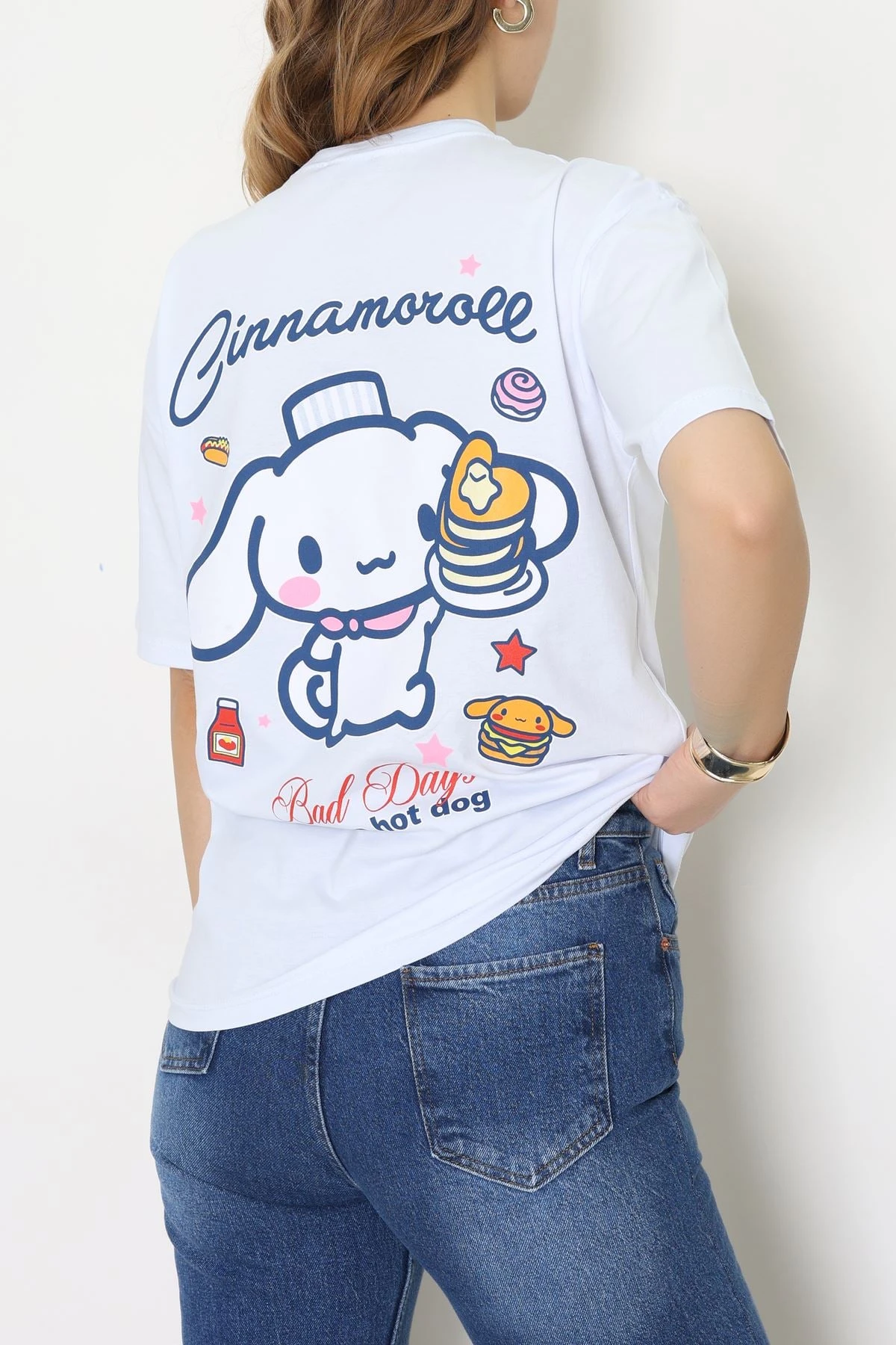 Baskılı Kompakt Penye Tişört Beyazsarı - 55044.1872.