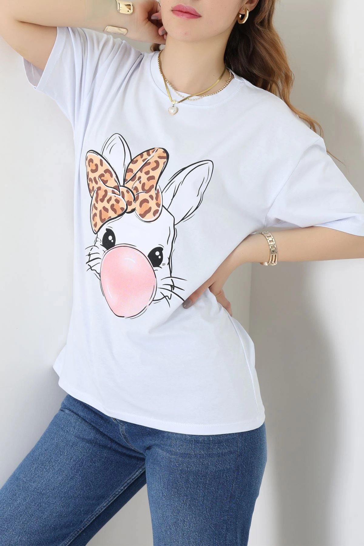 Baskılı Kompakt Penye Tişört Mavileo - 55044.1872.