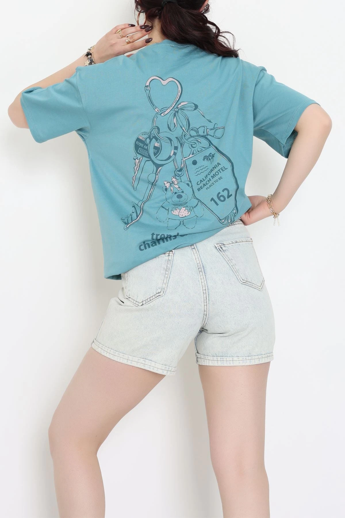 Baskılı Kompakt Penye Tişört Mint - 55044.1872.