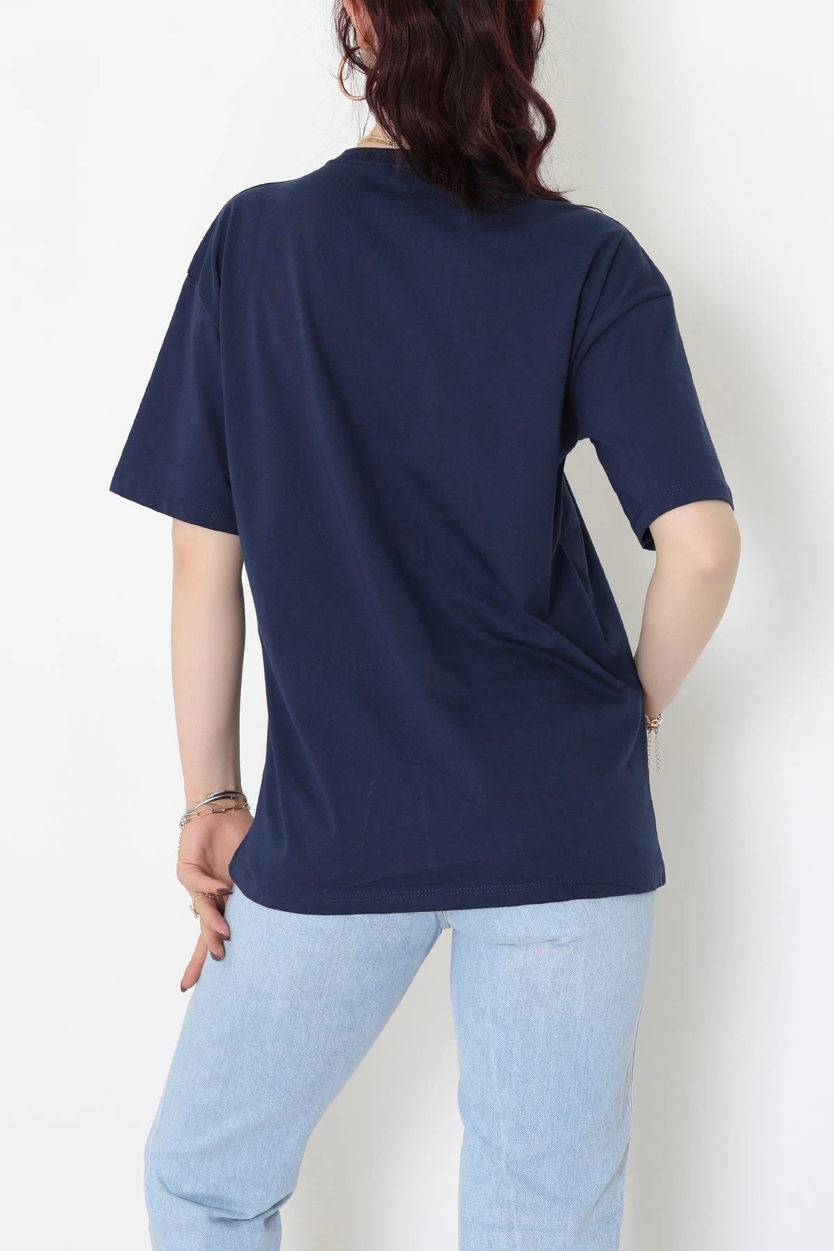 Baskılı Kompakt Penye Tişört Lacivertleopar - 55044.1872.