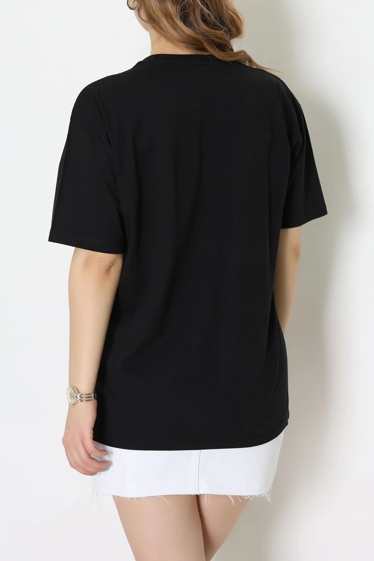 Baskılı Kompakt Penye Tişört Siyahyeşil - 55044.1872.