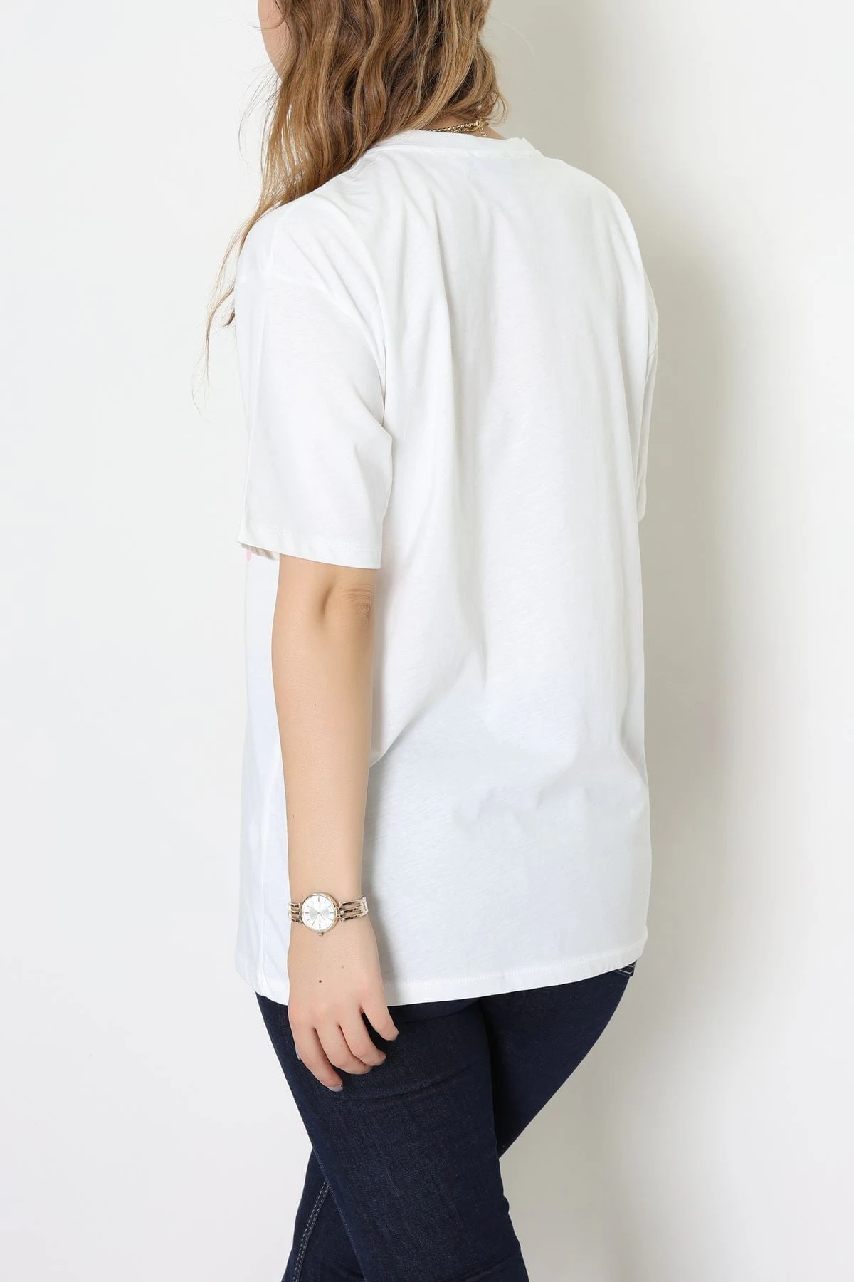 Baskılı Kompakt Penye Tişört Beyazyeşil - 55044.1872.