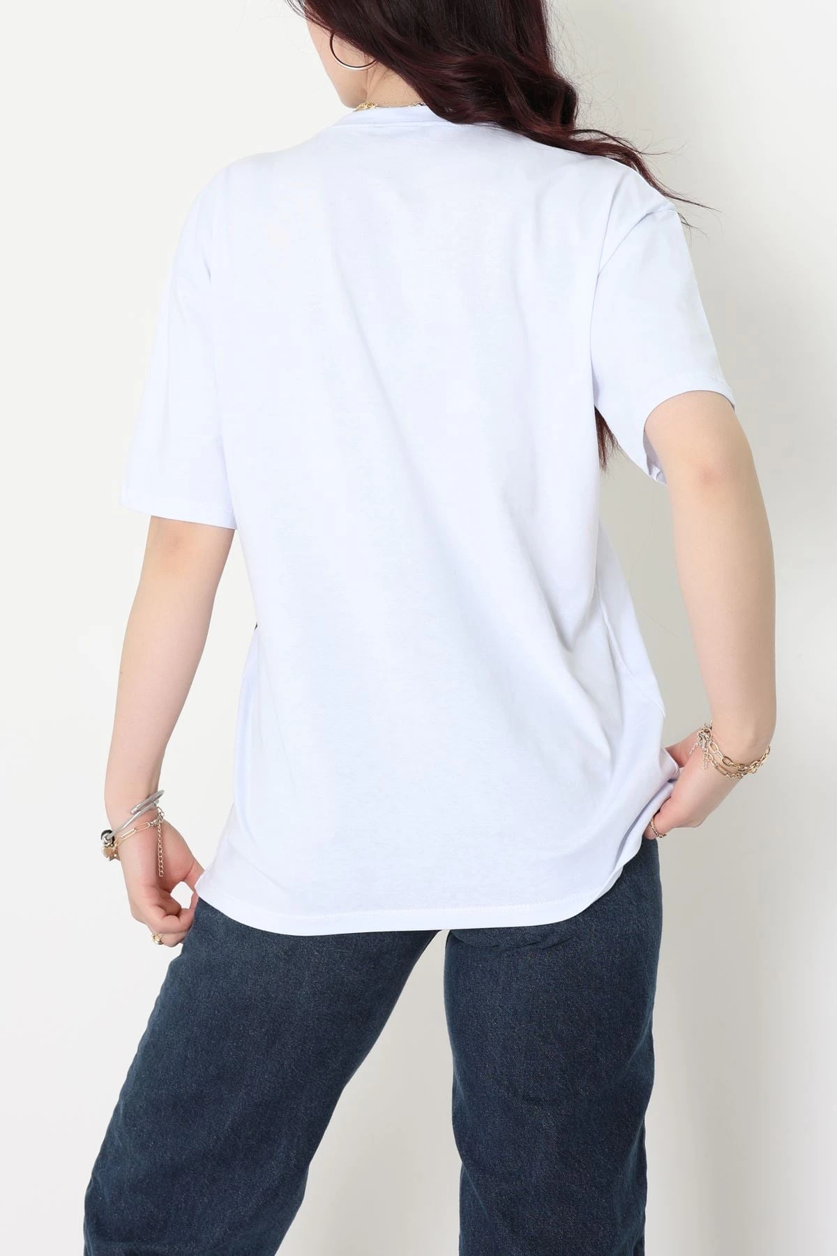 Baskılı Kompakt Penye Tişört Beyazgri1 - 55044.1872.