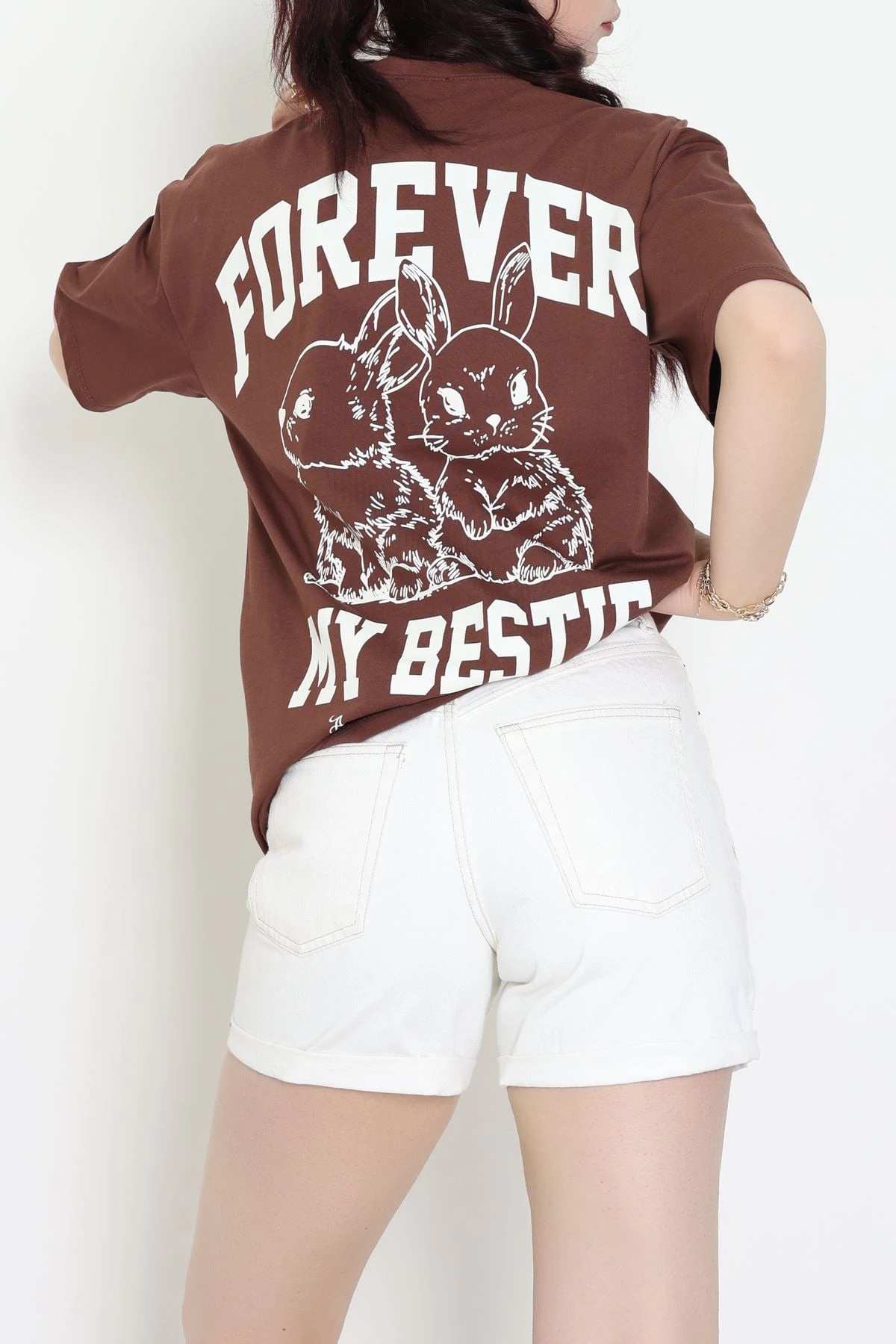 Baskılı Kompakt Penye Tişört Kahvebeyaz - 55044.1872.