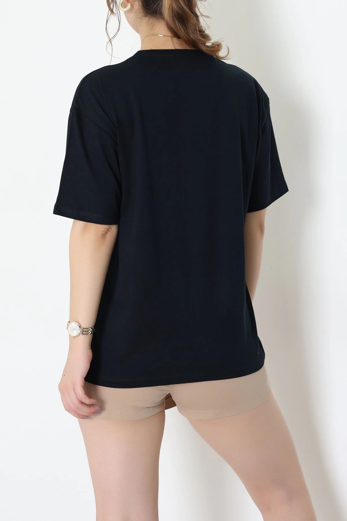 Baskılı Kompakt Penye Tişört Siyahleo - 55044.1872.