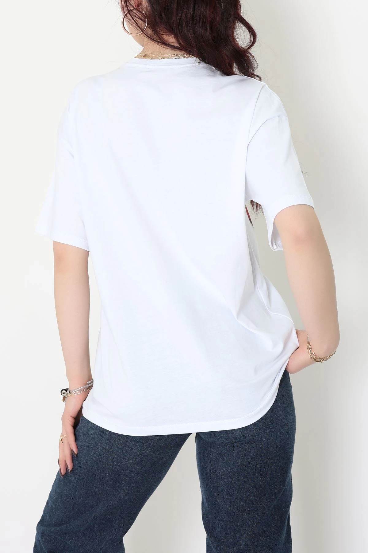 Baskılı Kompakt Penye Tişört Beyazgri - 55044.1872.