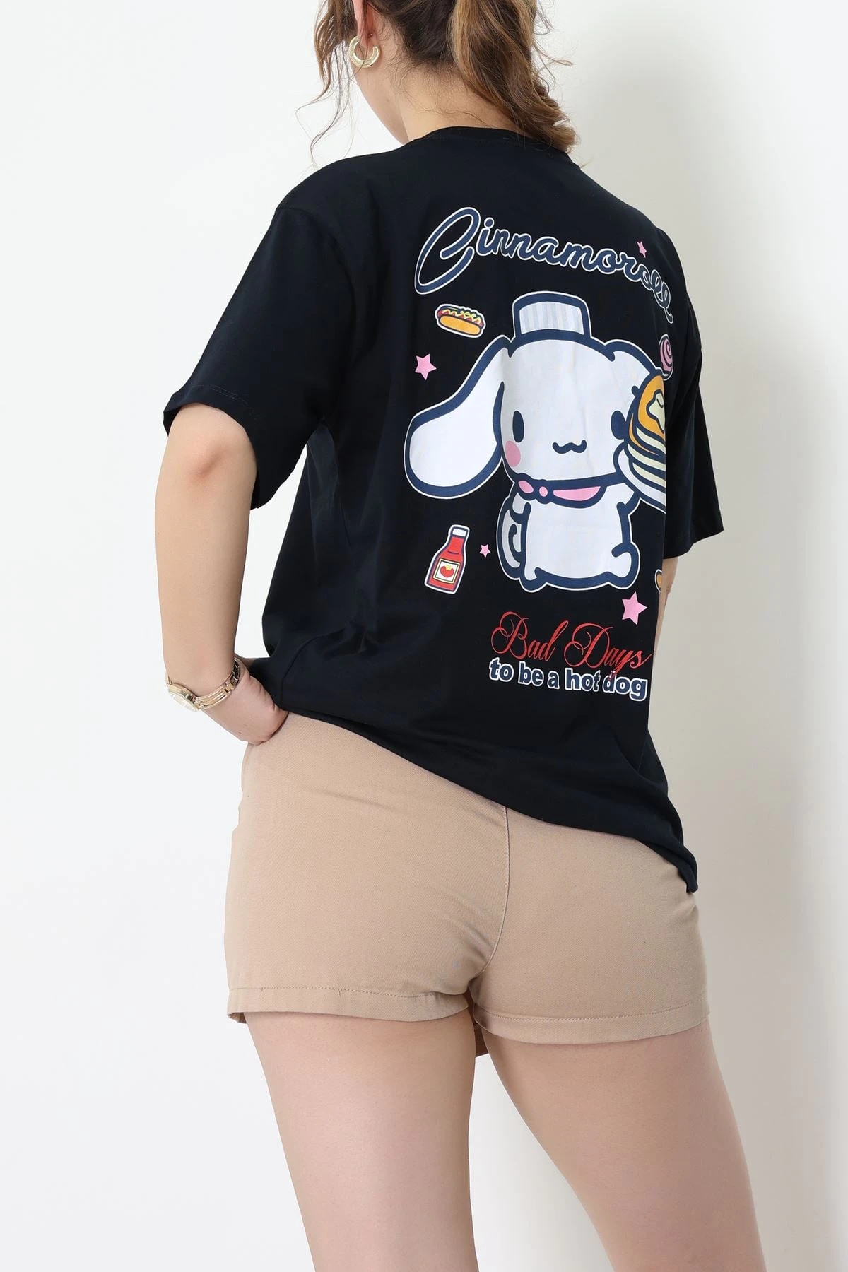 Baskılı Kompakt Penye Tişört Siyahmavi - 55044.1872.