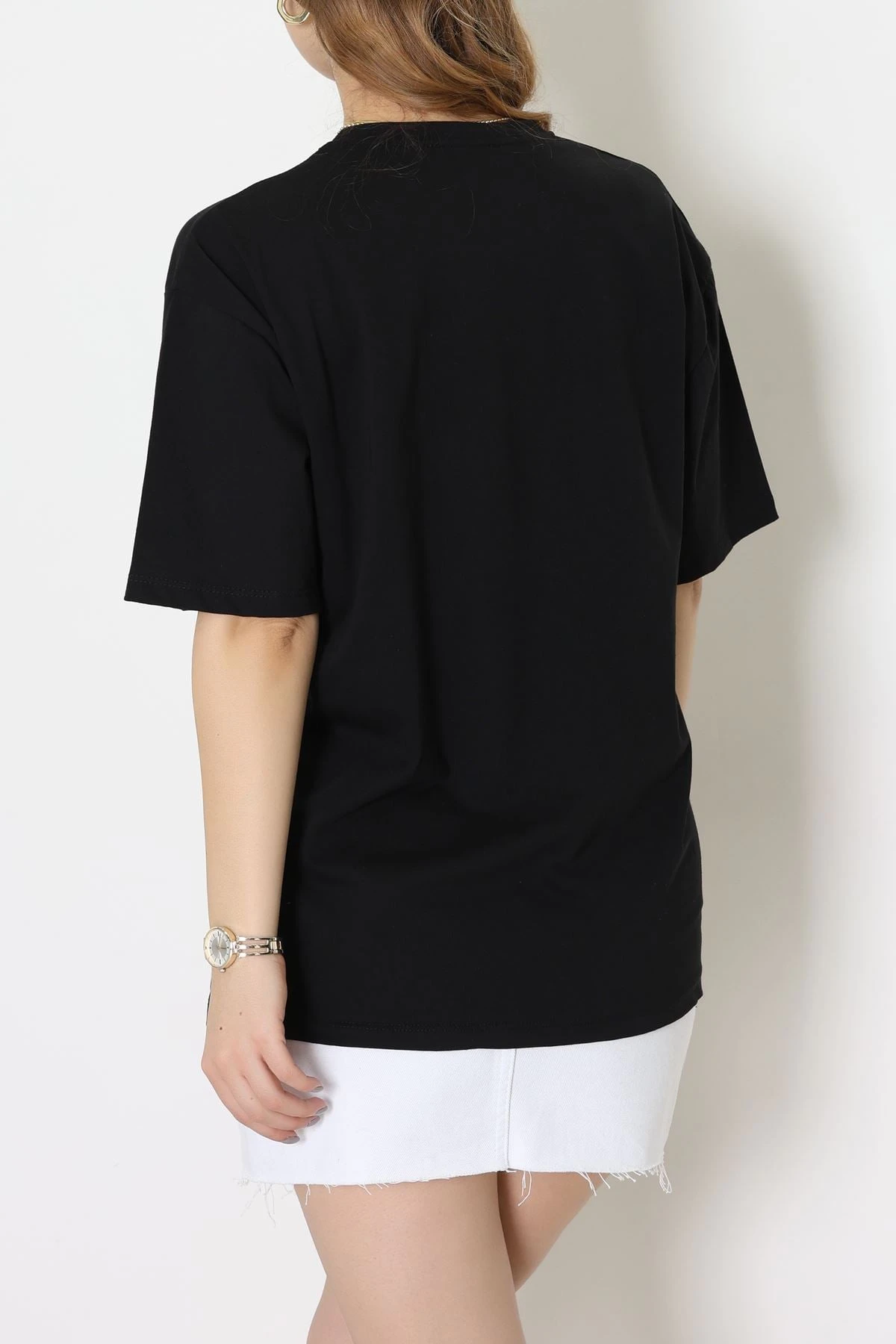 Baskılı Kompakt Penye Tişört Siyahkırmızı - 55044.1872.