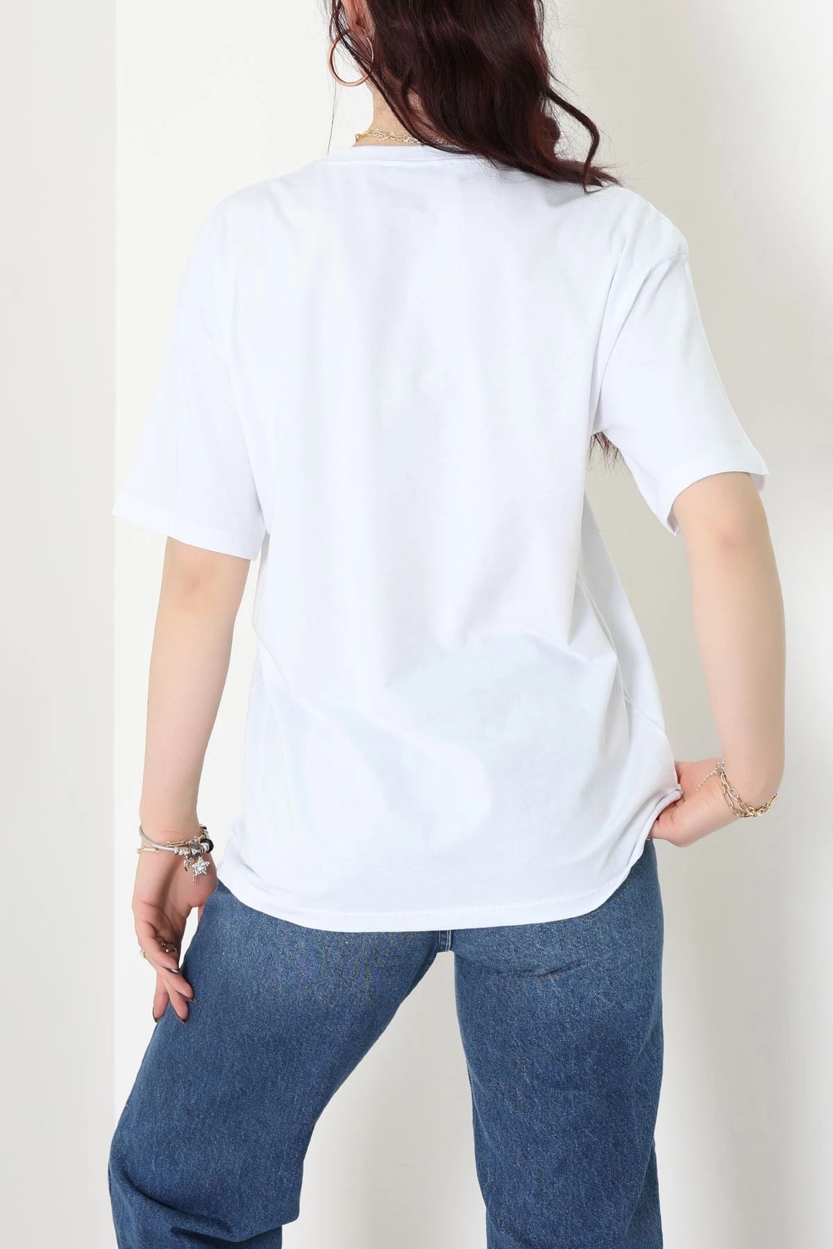 Baskılı Kompakt Penye Tişört Beyazleopar - 55044.1872.