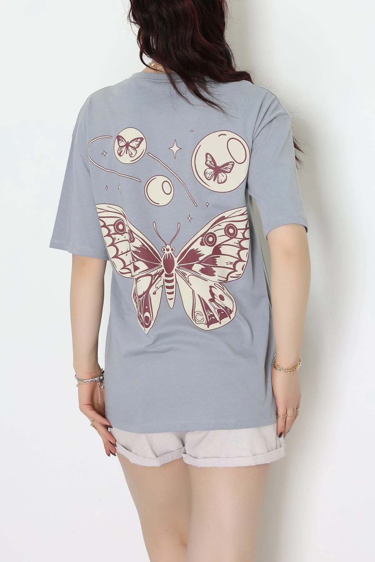 Baskılı Kompakt Penye Tişört Grikrem1 - 55044.1872.