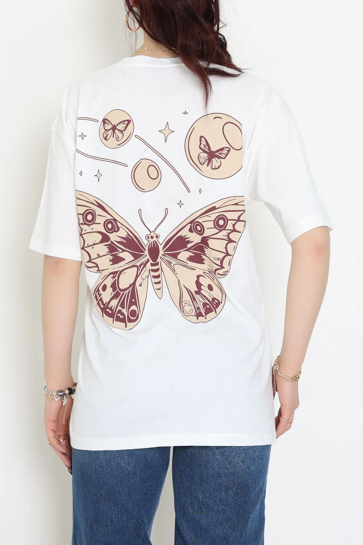 Baskılı Kompakt Penye Tişört Ekrukahve - 55044.1872.