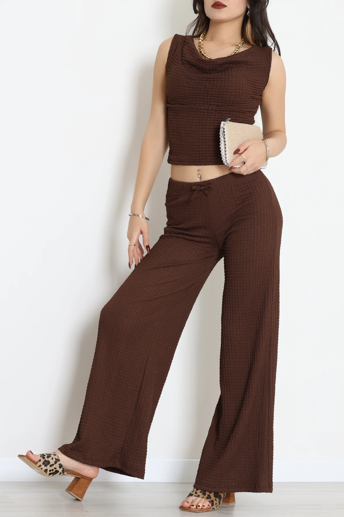 Bubble Kumaş İkili Takım Kahve - 55068.1567.