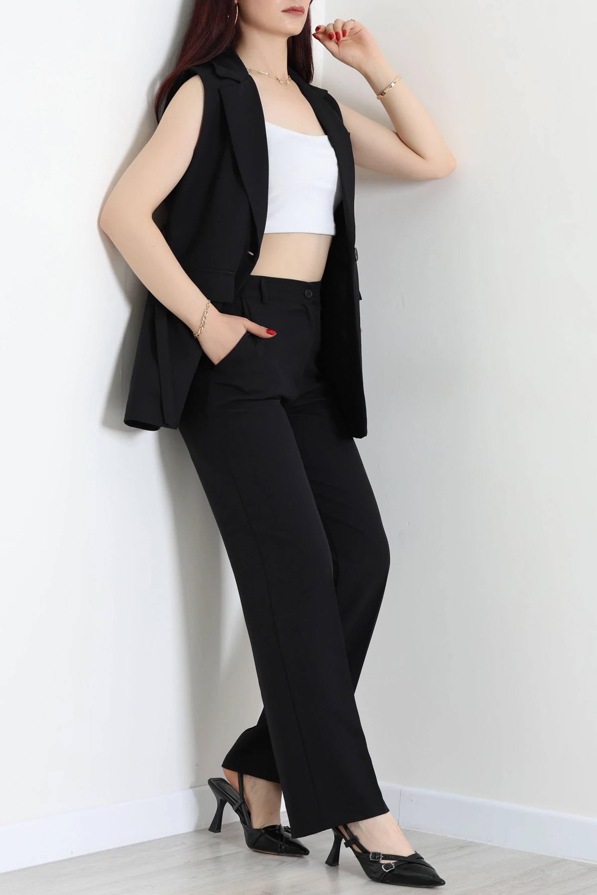 Double Astarlı Kemerli Takım Siyah - 55136.1397.