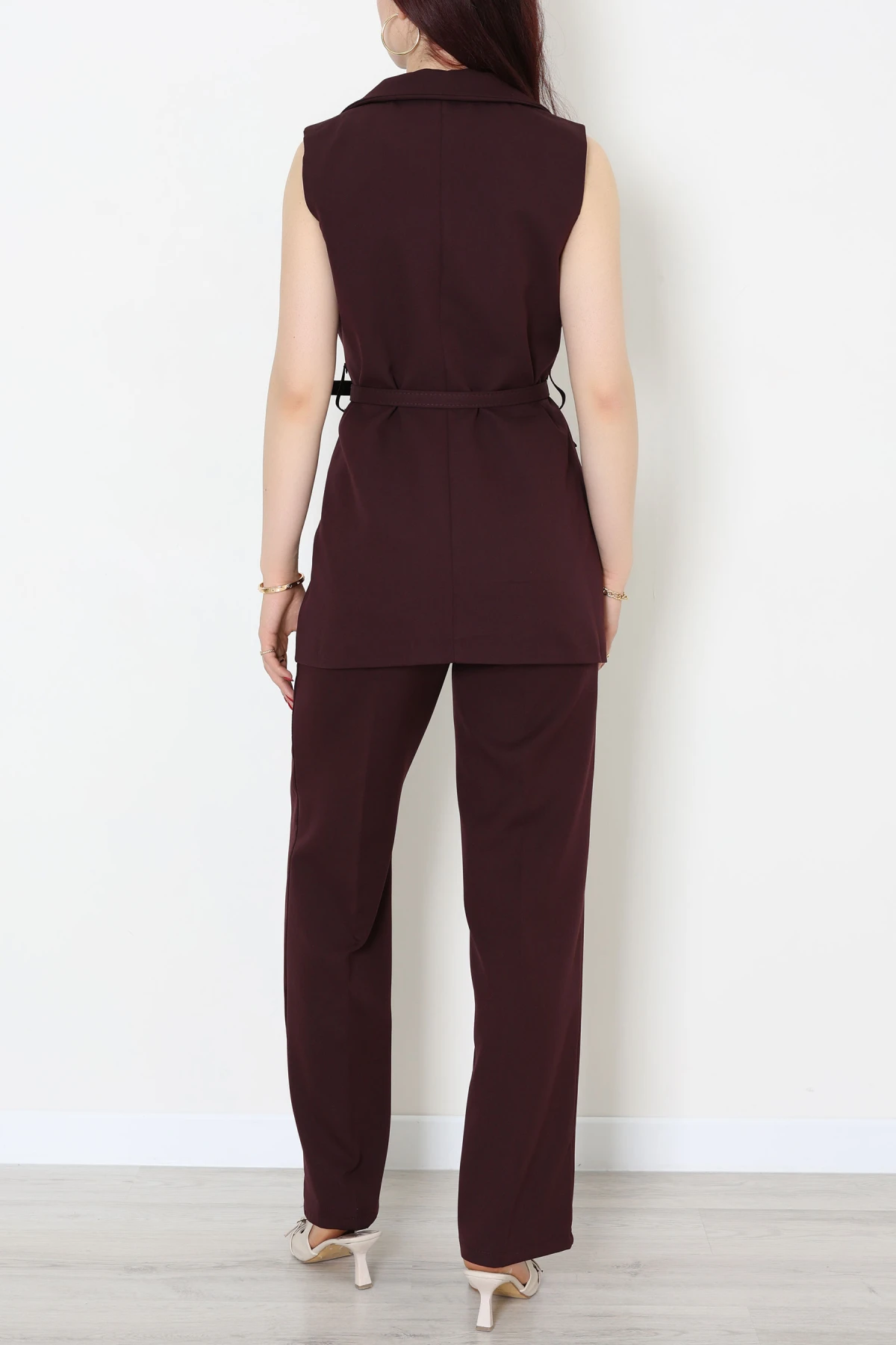 Double Astarlı Kemerli Takım Mürdüm - 55136.1397.