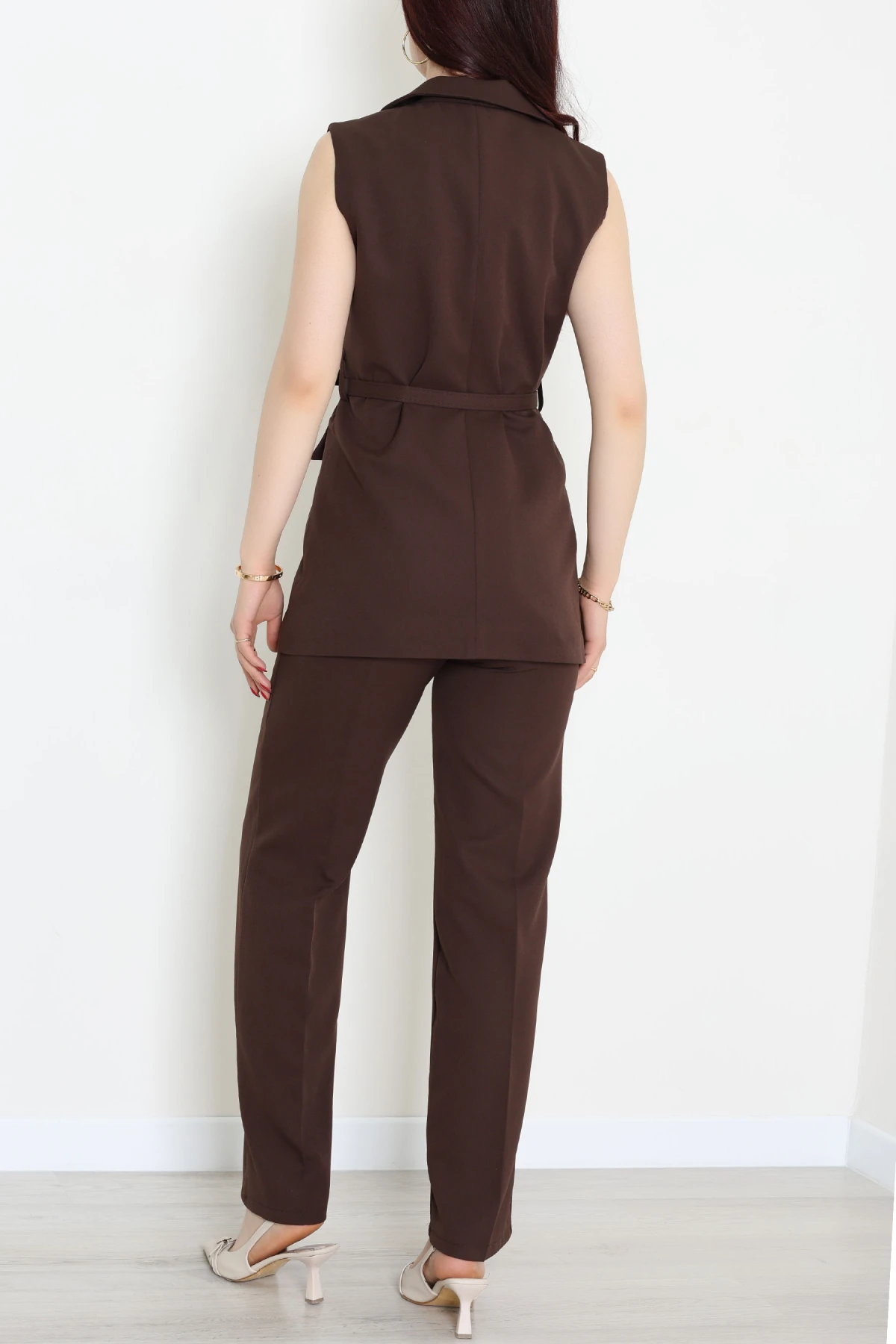 Double Astarlı Kemerli Takım Kahve - 55136.1397.