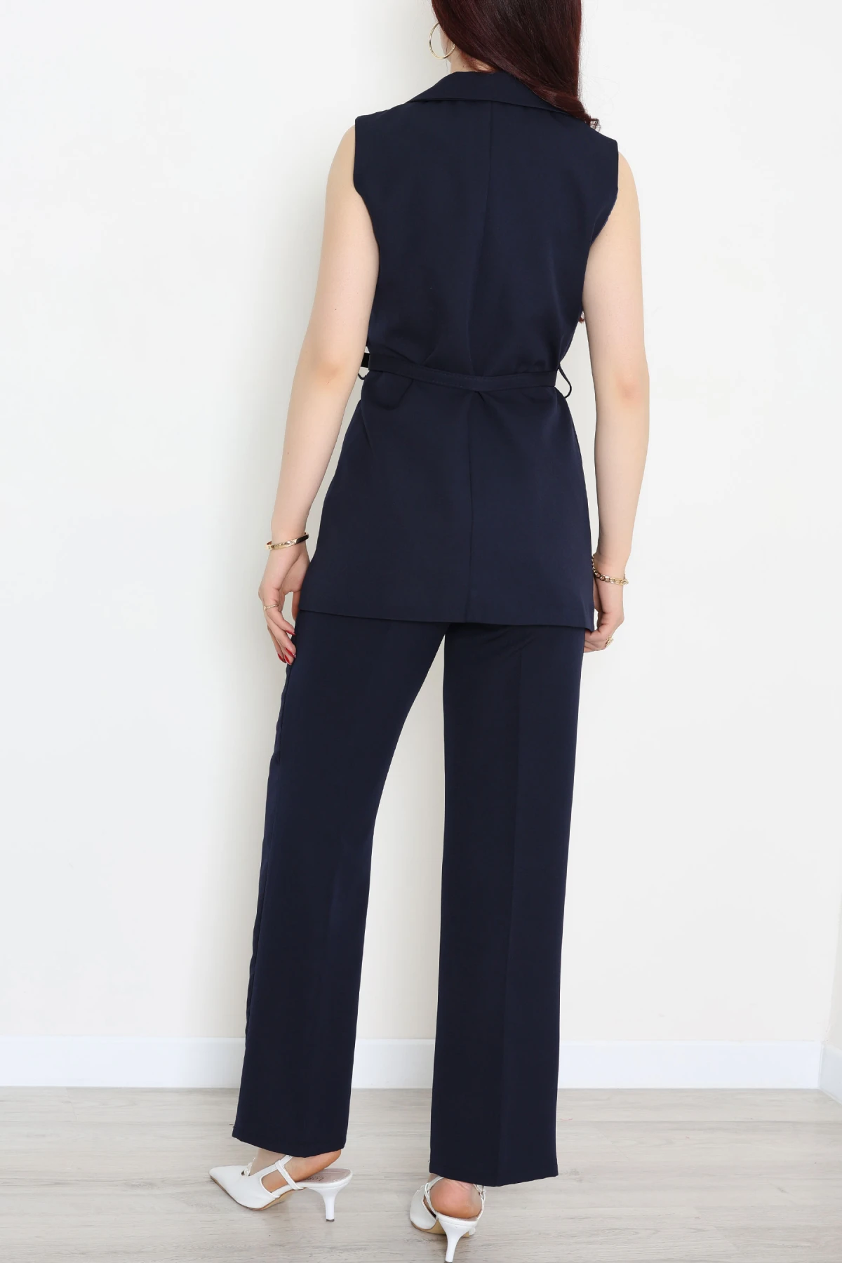 Double Astarlı Kemerli Takım Lacivert - 55136.1397.