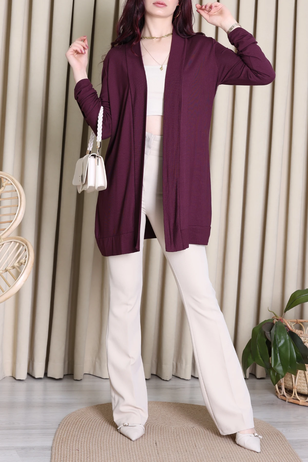 Çilek Yazlık Hırka Mürdüm - 6722.360.