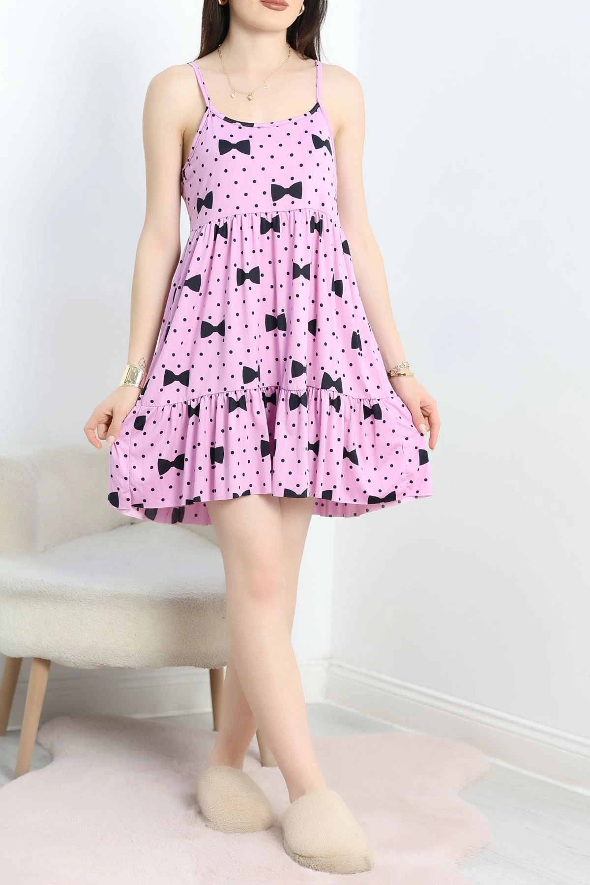 Milan Askılı Gecelik Elbise Lilasiyah - 70183.1857.