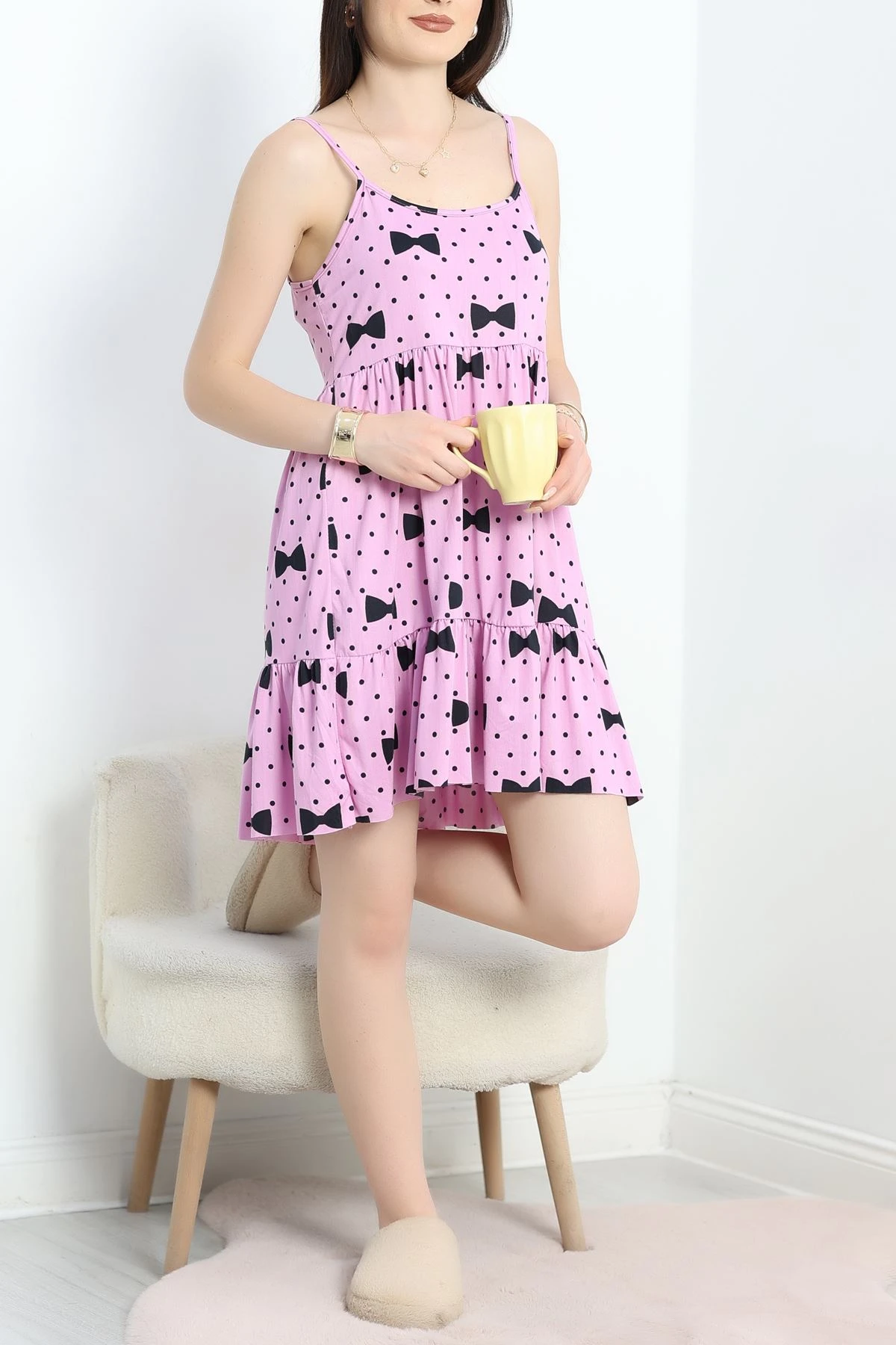 Milan Askılı Gecelik Elbise Lilasiyah - 70183.1857.