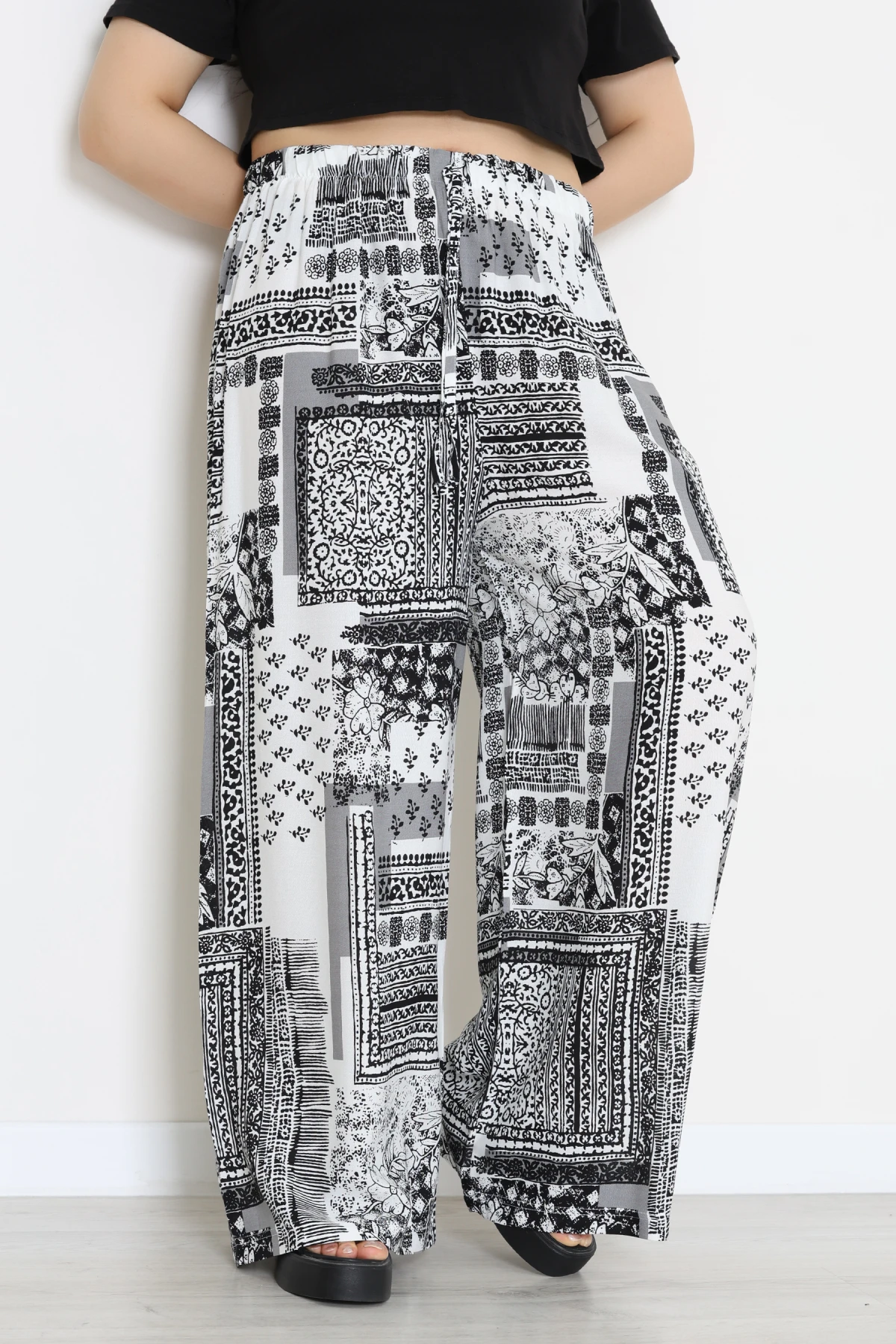 Battal Viskon Pantolon Beyazgri - 70337.701.