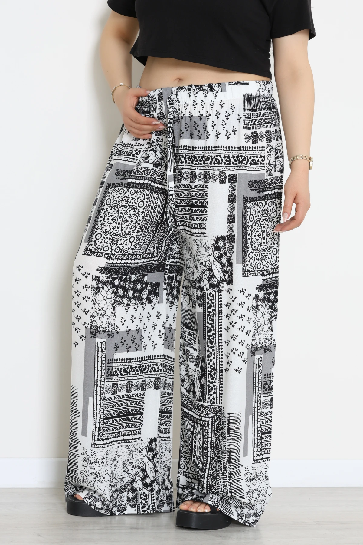 Battal Viskon Pantolon Beyazgri - 70337.701.