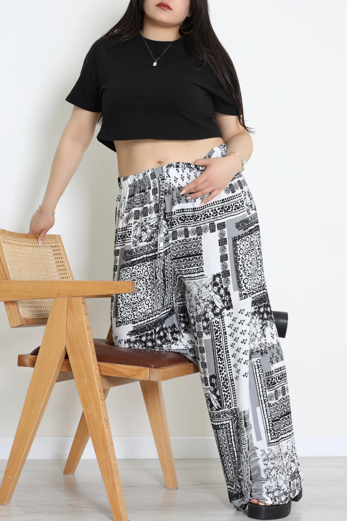 Battal Viskon Pantolon Beyazgri - 70337.701.