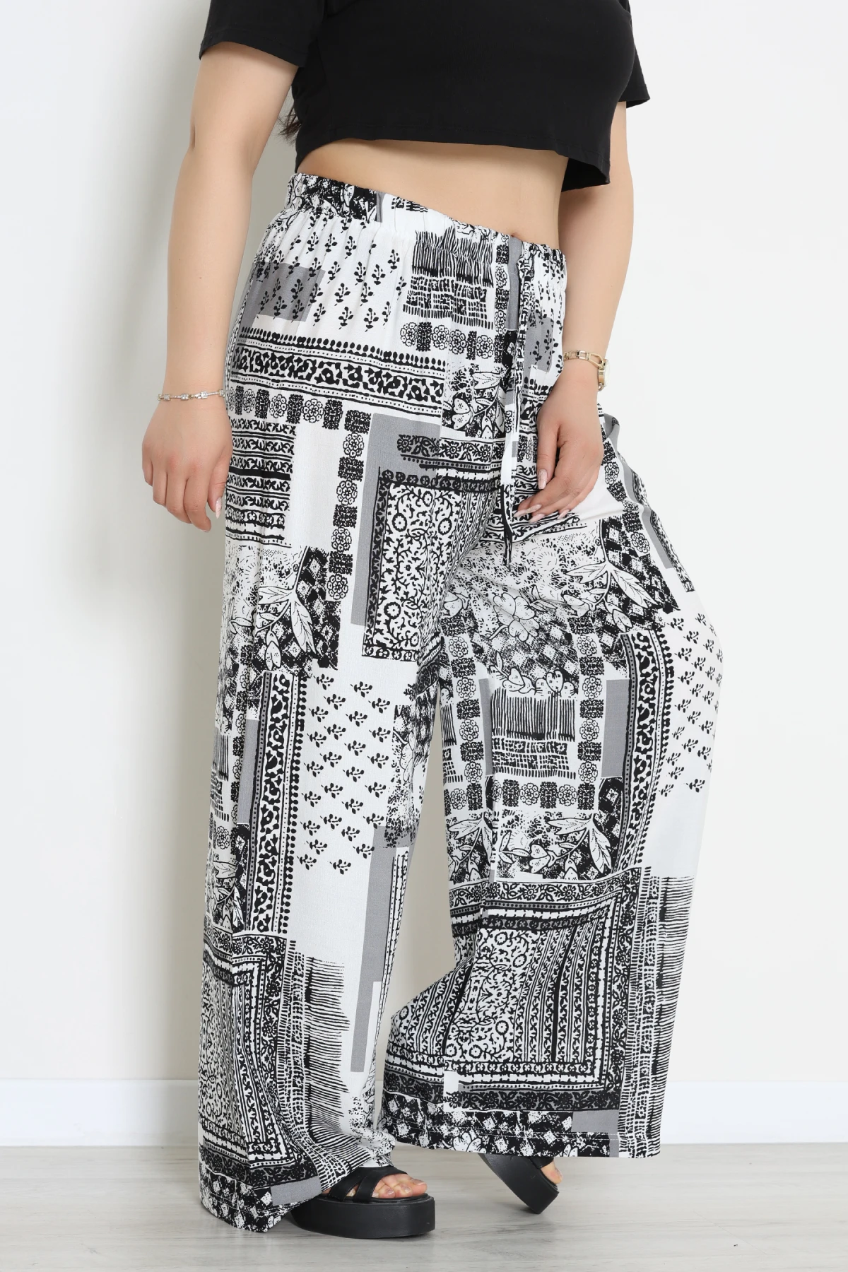 Battal Viskon Pantolon Beyazgri - 70337.701.