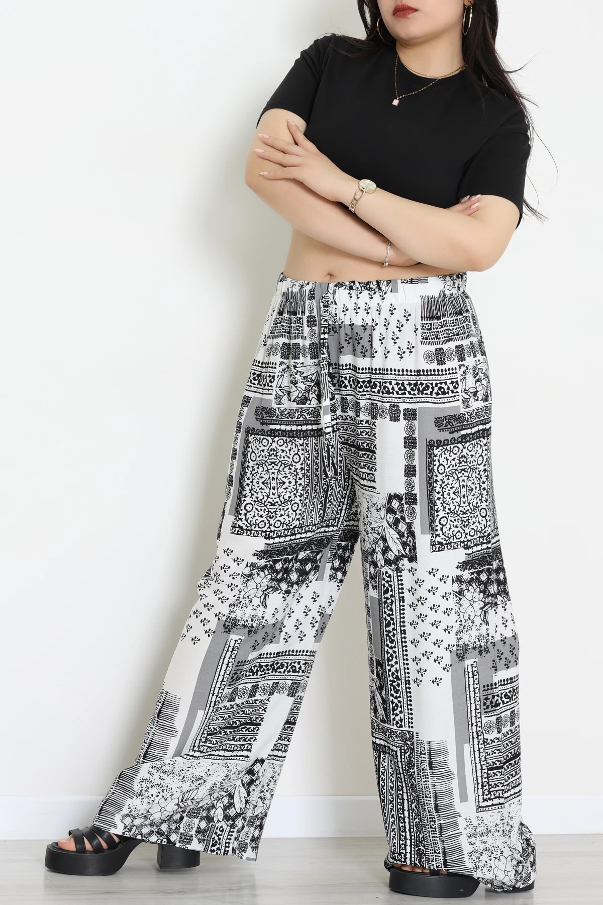 Battal Viskon Pantolon Beyazgri - 70337.701.