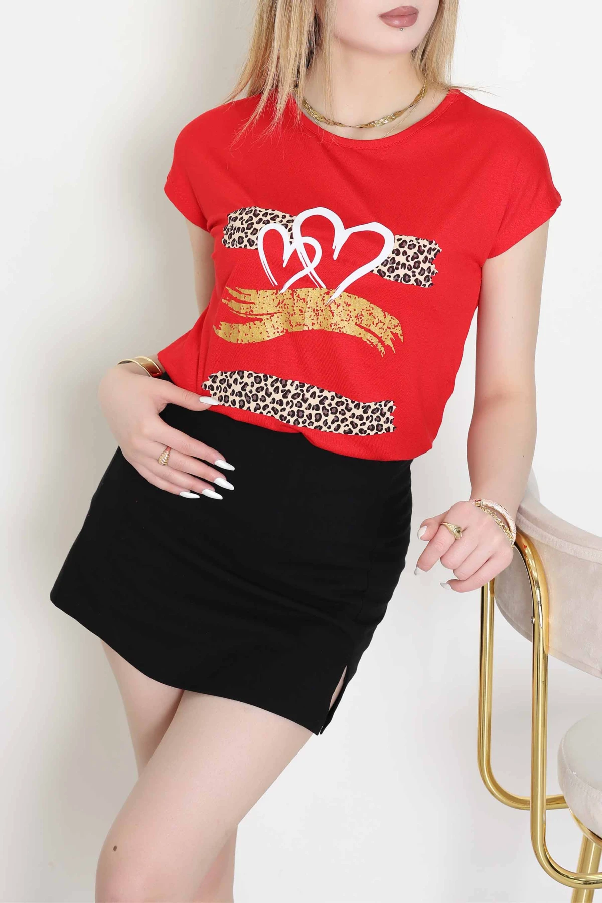 Baskılı Viskon Bluz Kırmızı - 70646.599.