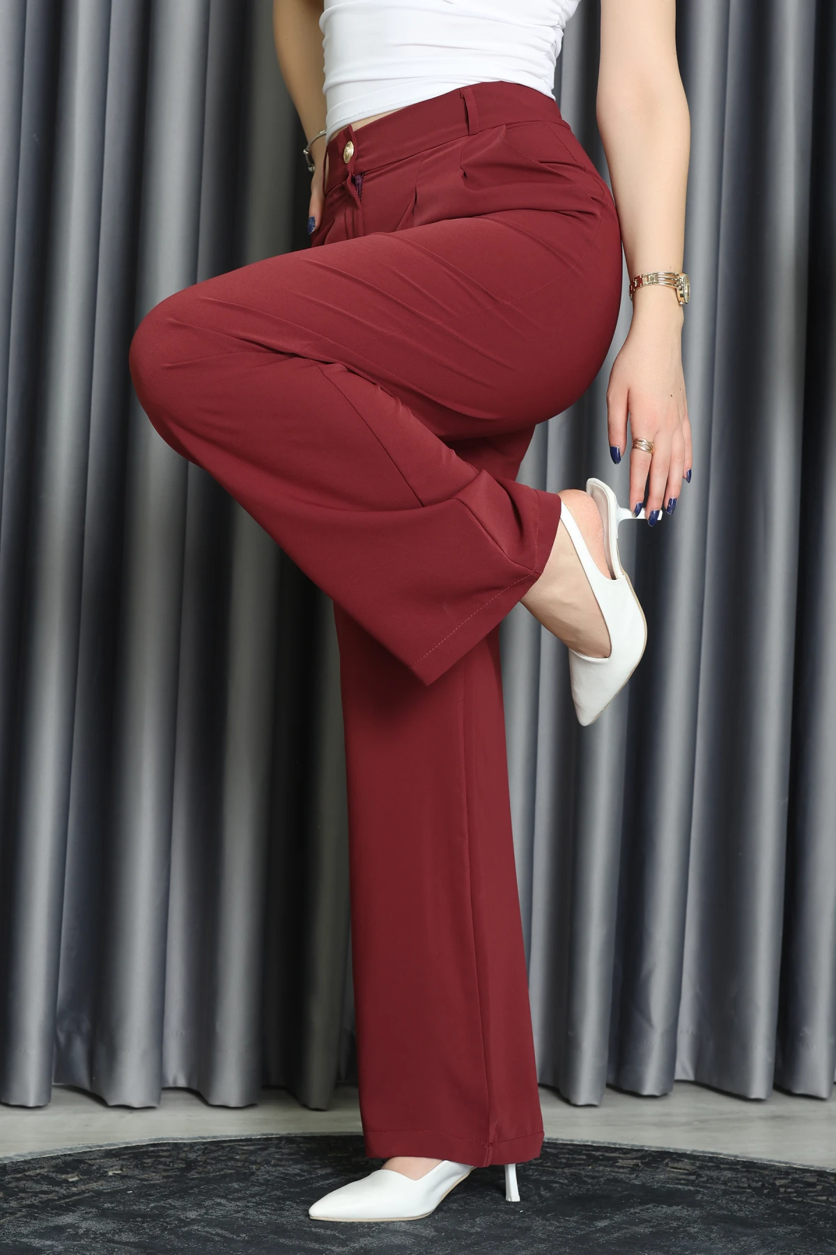 Bel Lastikli Pantolon Bordo - 70989.1347.