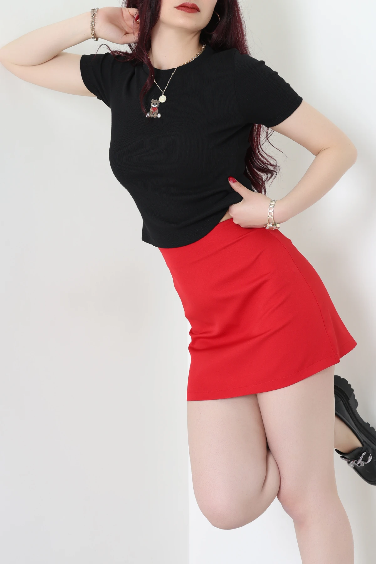 Ayıcık Nakışlı Kaşkorse Bluz Siyah - 71081.1748.